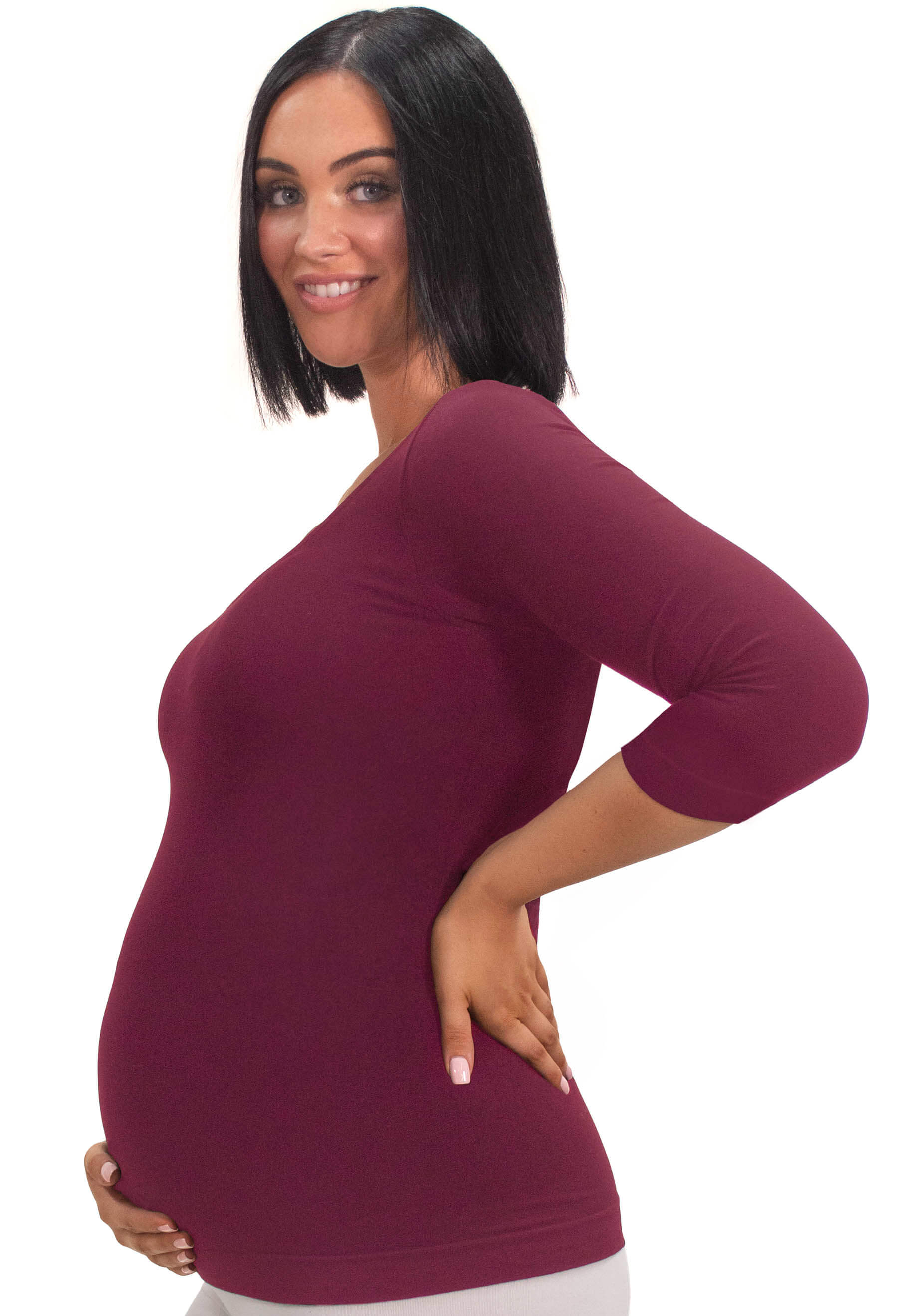 Maternity Bamboo 3/4 Sleeve Top - 3 Pack - Image 9