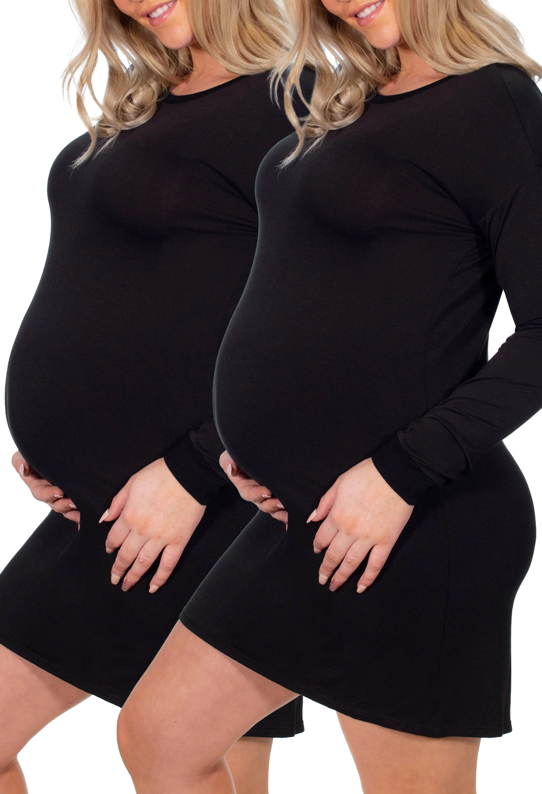 Maternity Bamboo Long Sleeve Pyjama - 2 Pack - Image 9