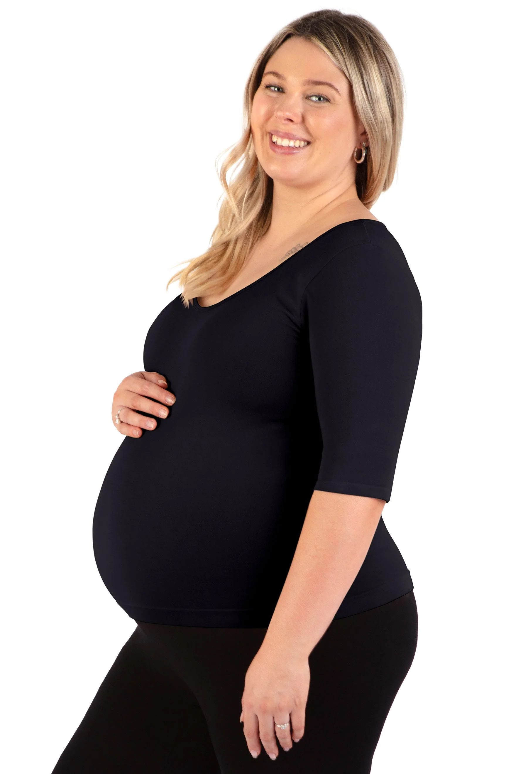 Maternity Bamboo Mid Length Sleeve Tee - Image 4