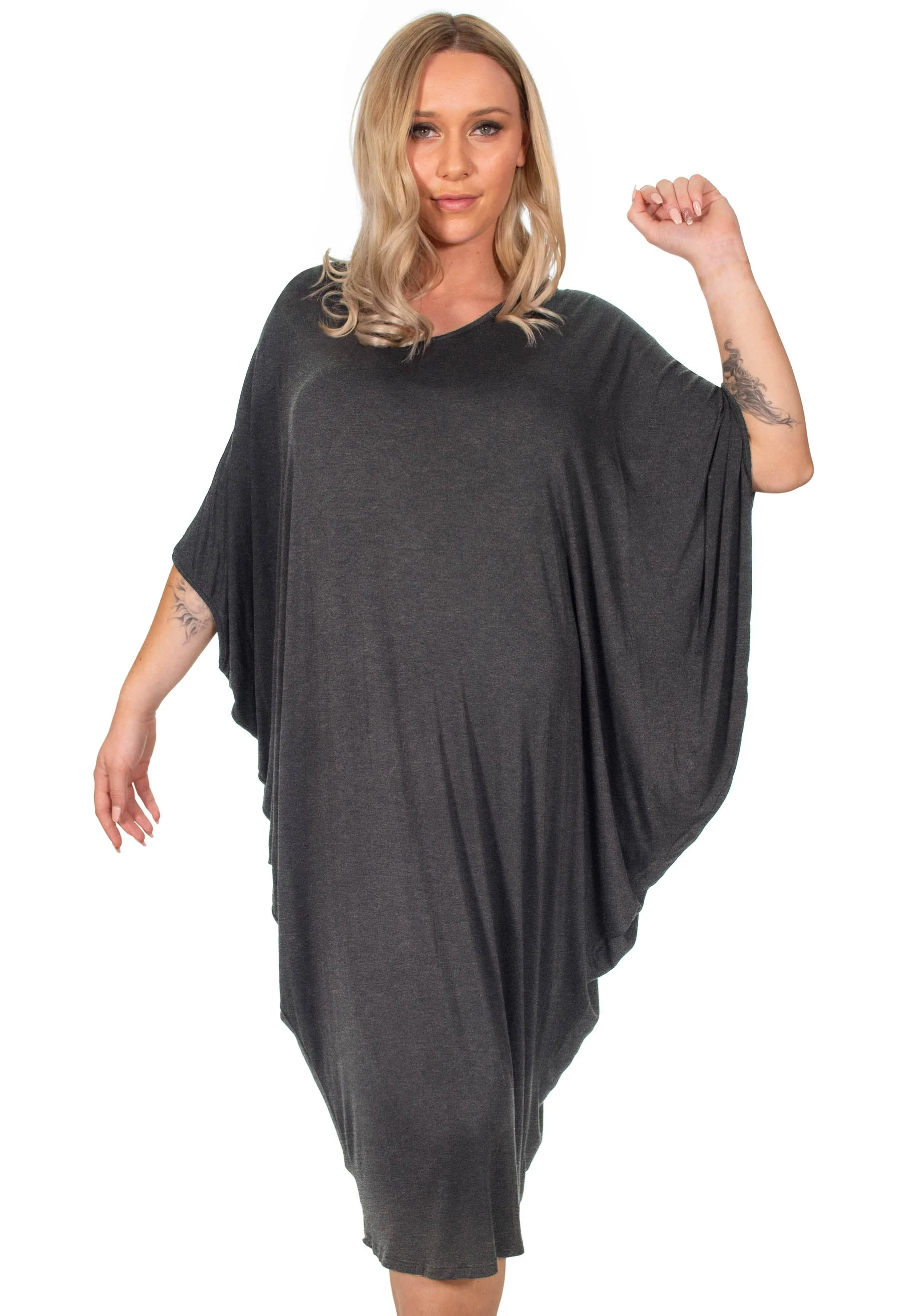 Maternity Bamboo V Neck Draped Dress - 2 Pack - Image 16