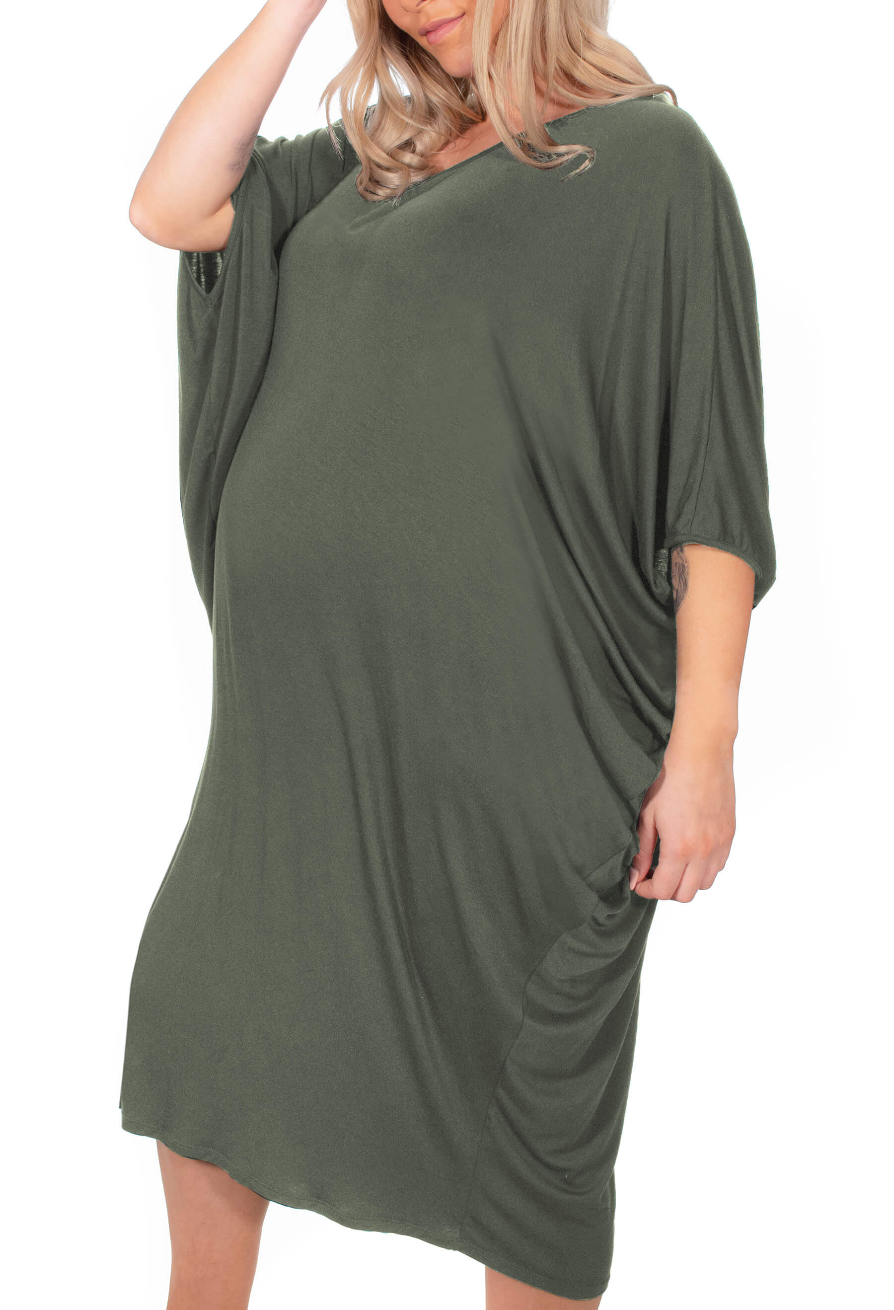 Maternity Bamboo V Neck Draped Dress - 2 Pack - Image 6