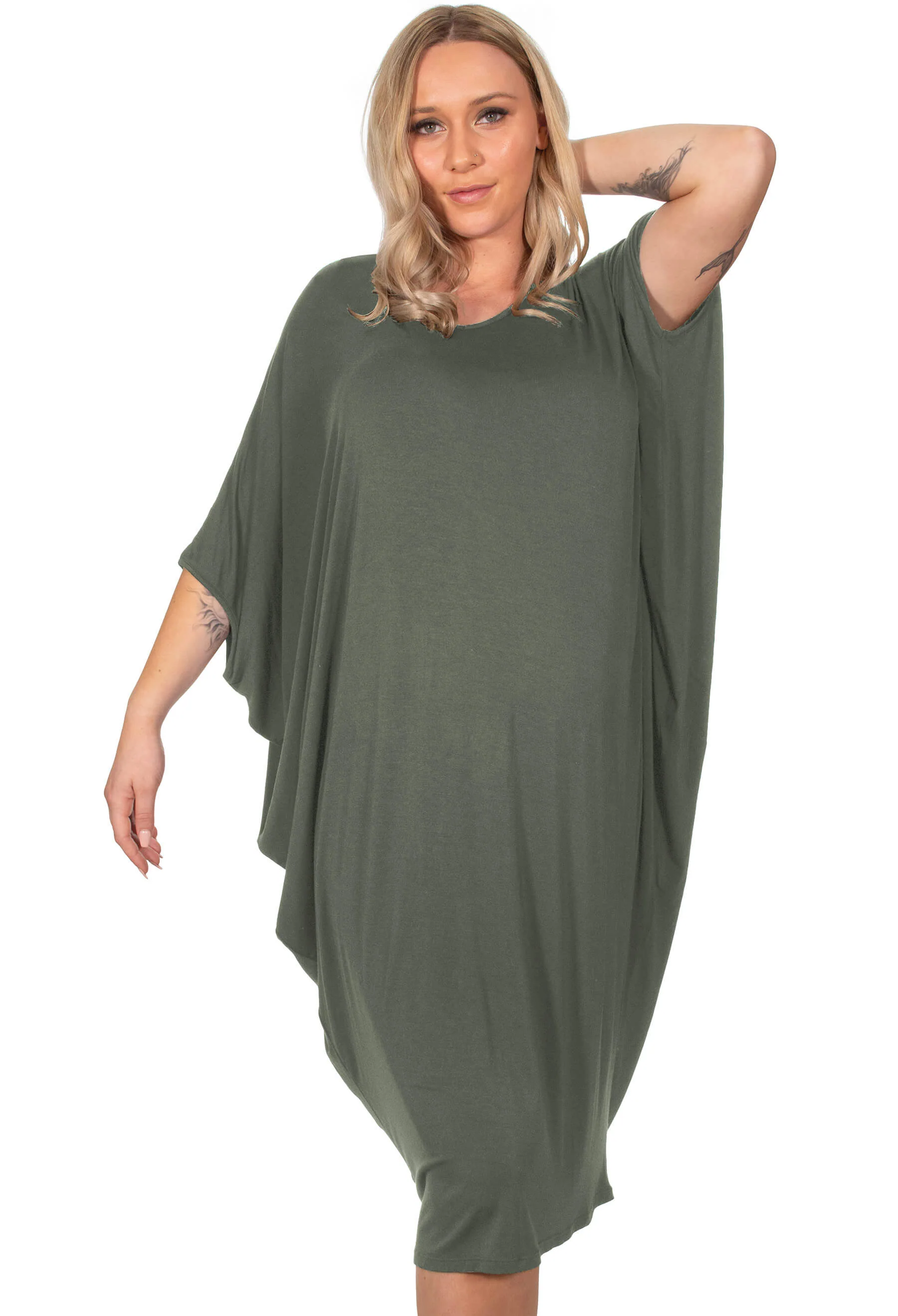 Maternity Bamboo V Neck Draped Dress - 2 Pack - Image 7