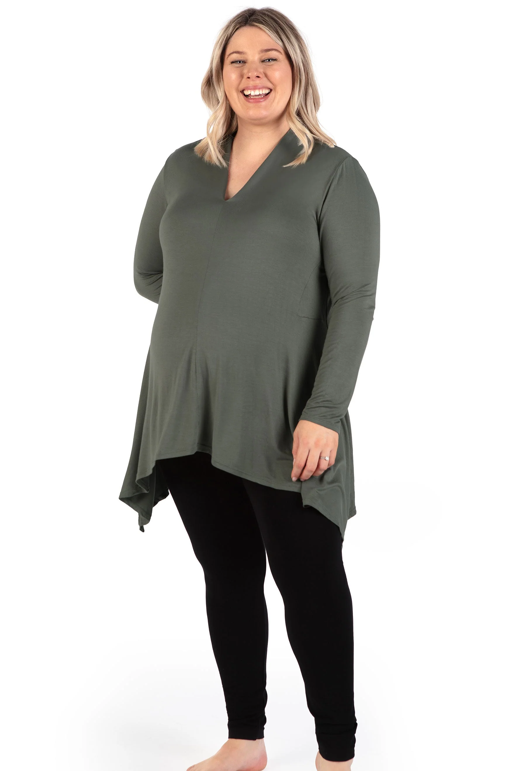 Maternity Bamboo V Neck Tunic Top - Image 15