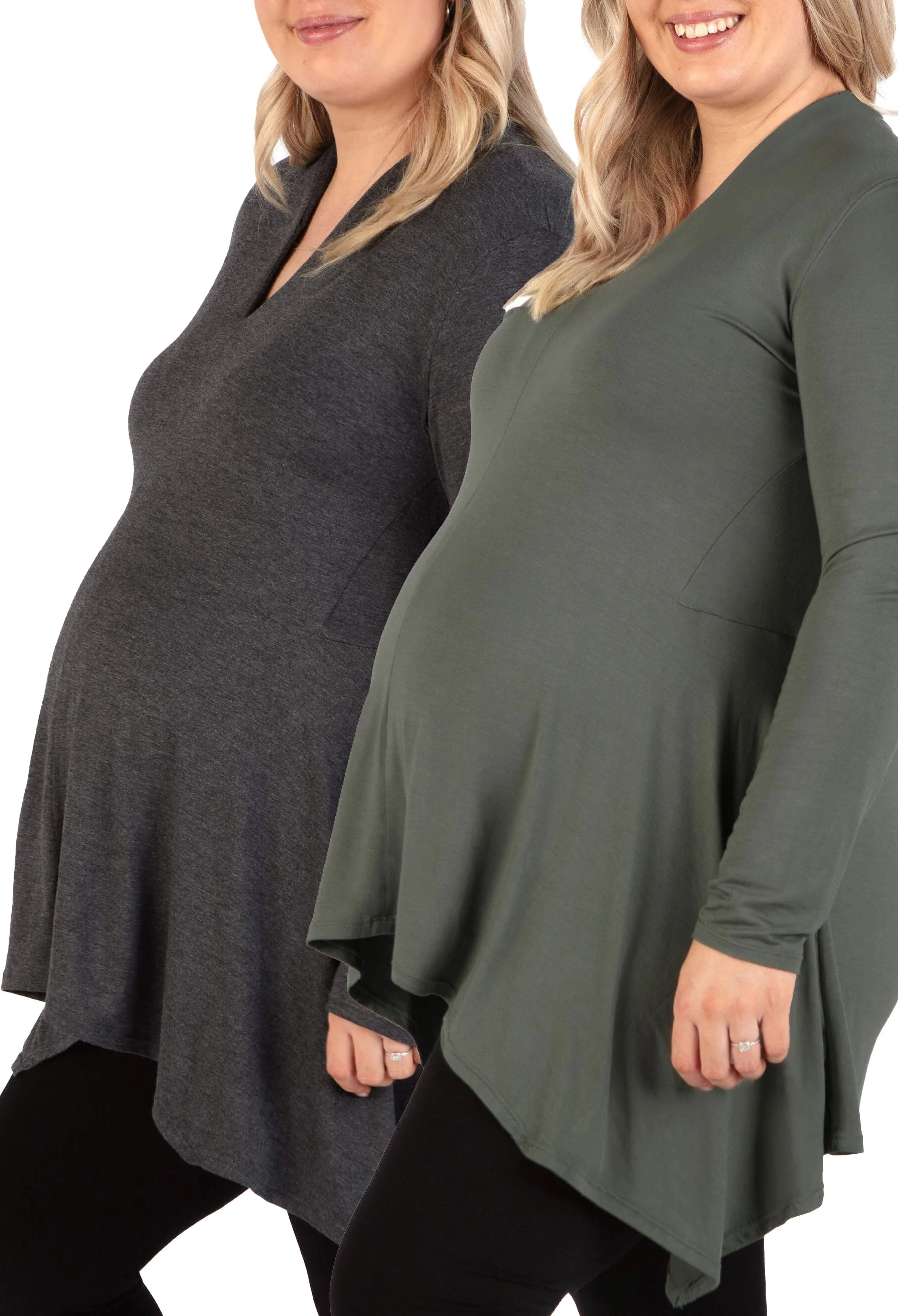 Maternity Bamboo V Neck Tunic Top - 2 Pack - Image 20