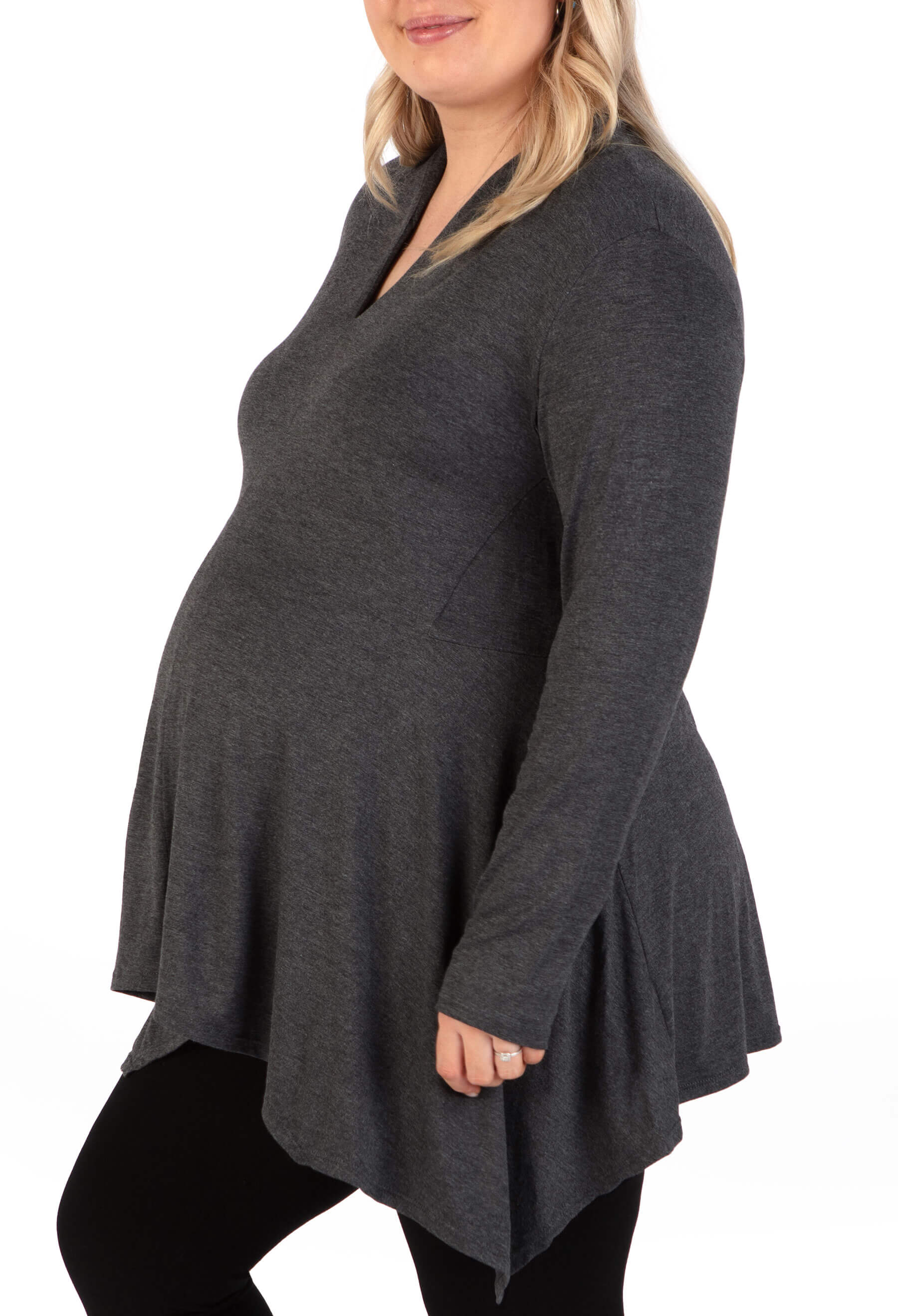 Maternity Bamboo V Neck Tunic Top - Image 3