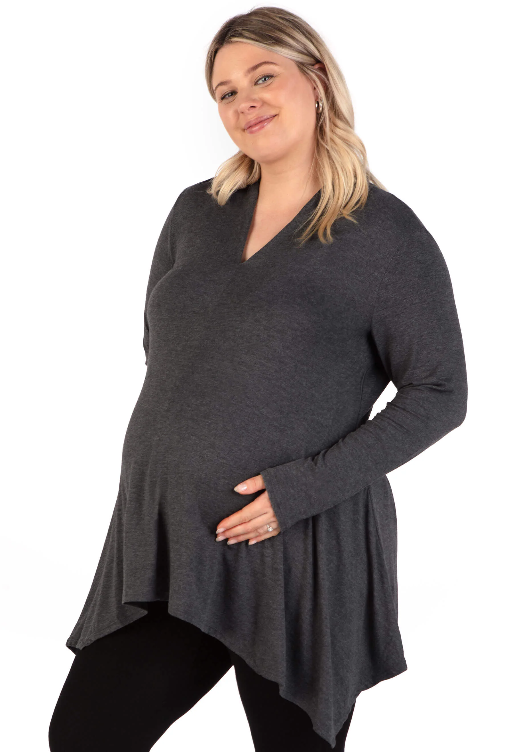 Maternity Bamboo V Neck Tunic Top - Image 6
