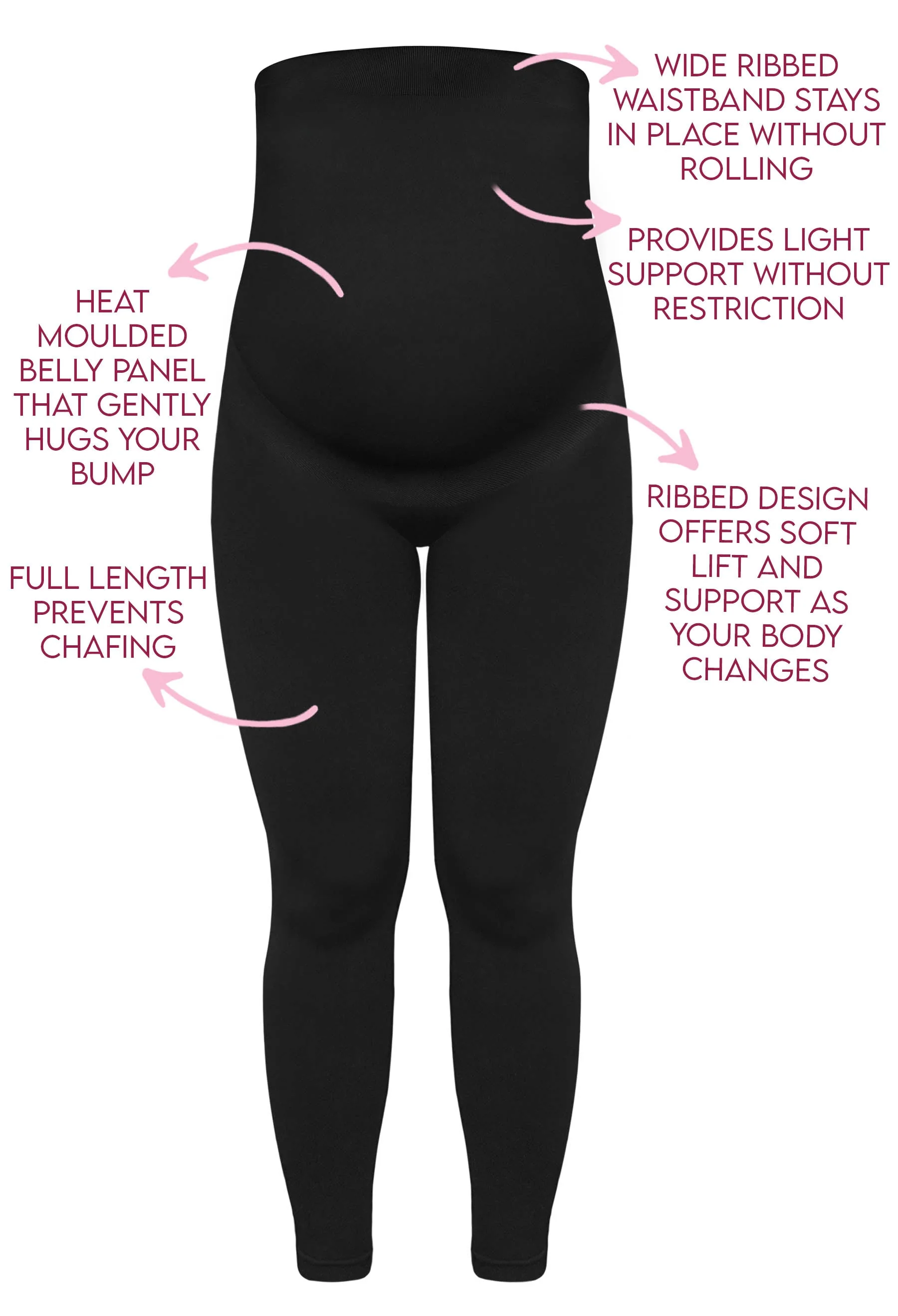 Maternity Leggings with Tummy Support - 2 Pack - Image 2