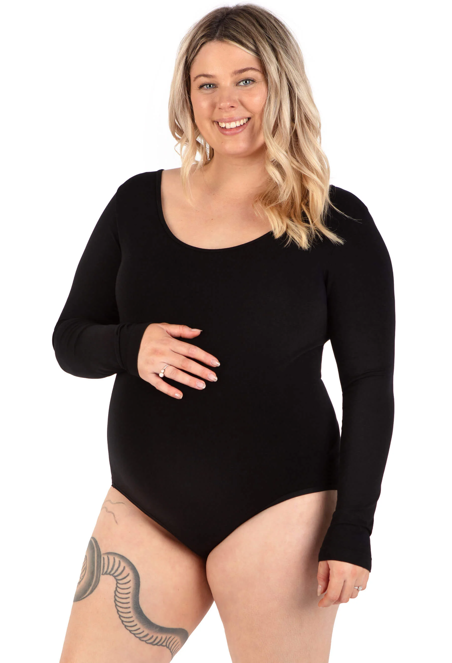 Maternity Long Sleeve Bamboo Bodysuit - Image 2