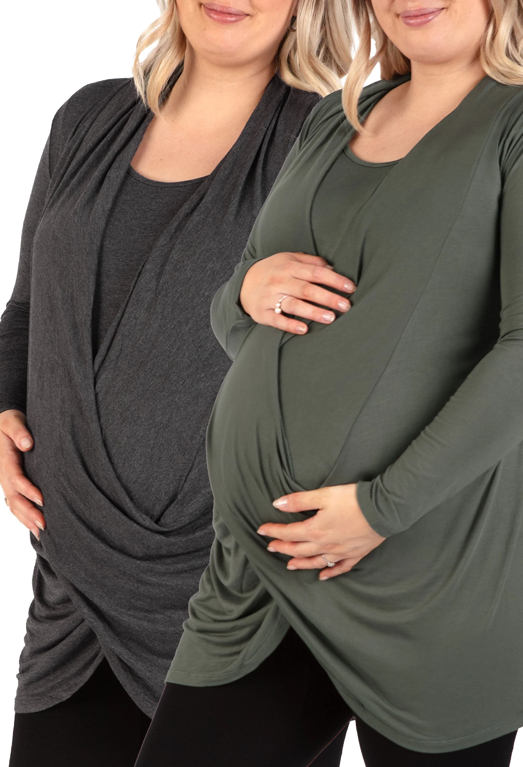 Maternity & Nursing Bamboo Soft Drape Top - 2 Pack - Image 17