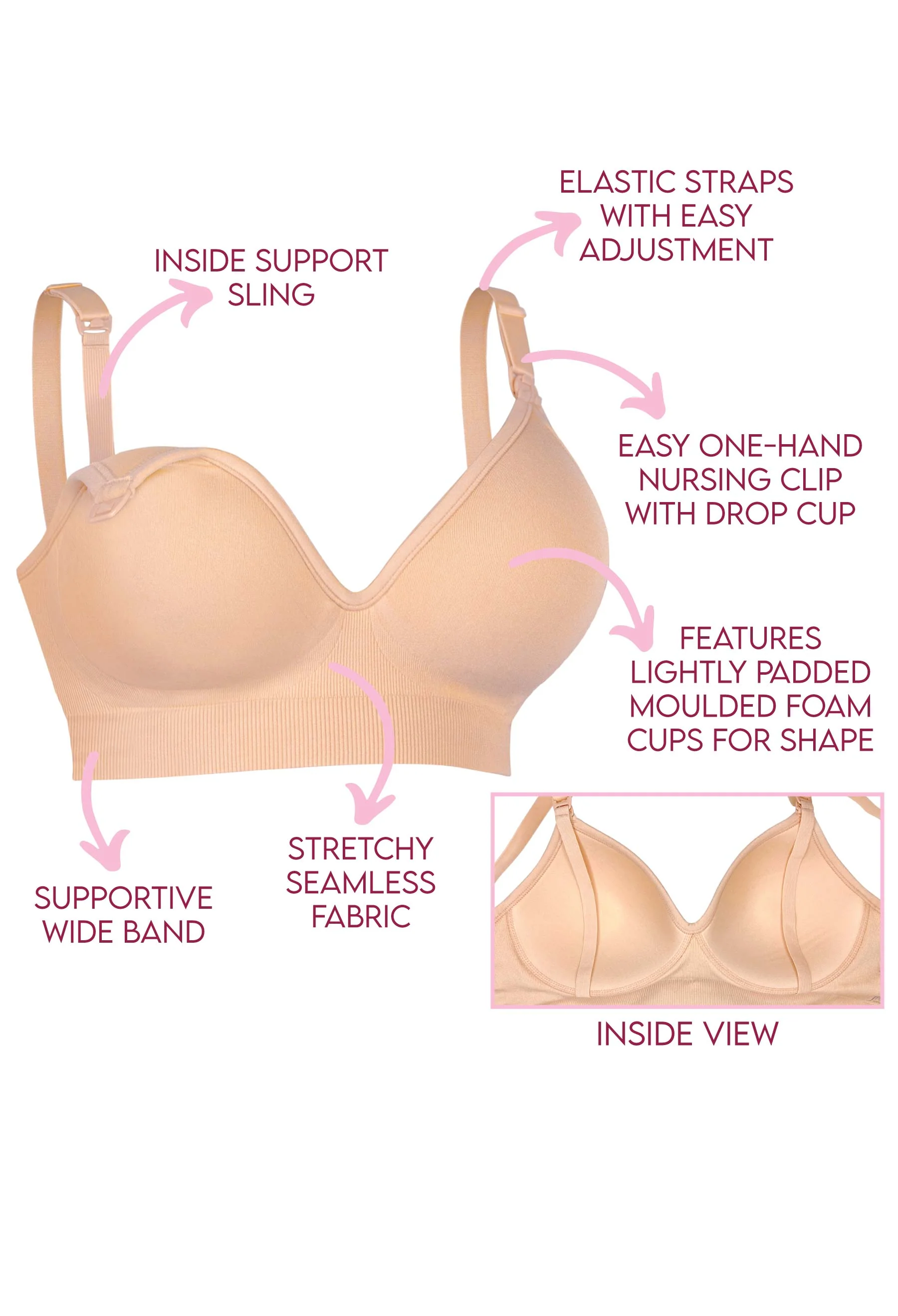 Plunge Nursing Comfort Bra – Wireless with Fixed Moulded Cups - Image 3