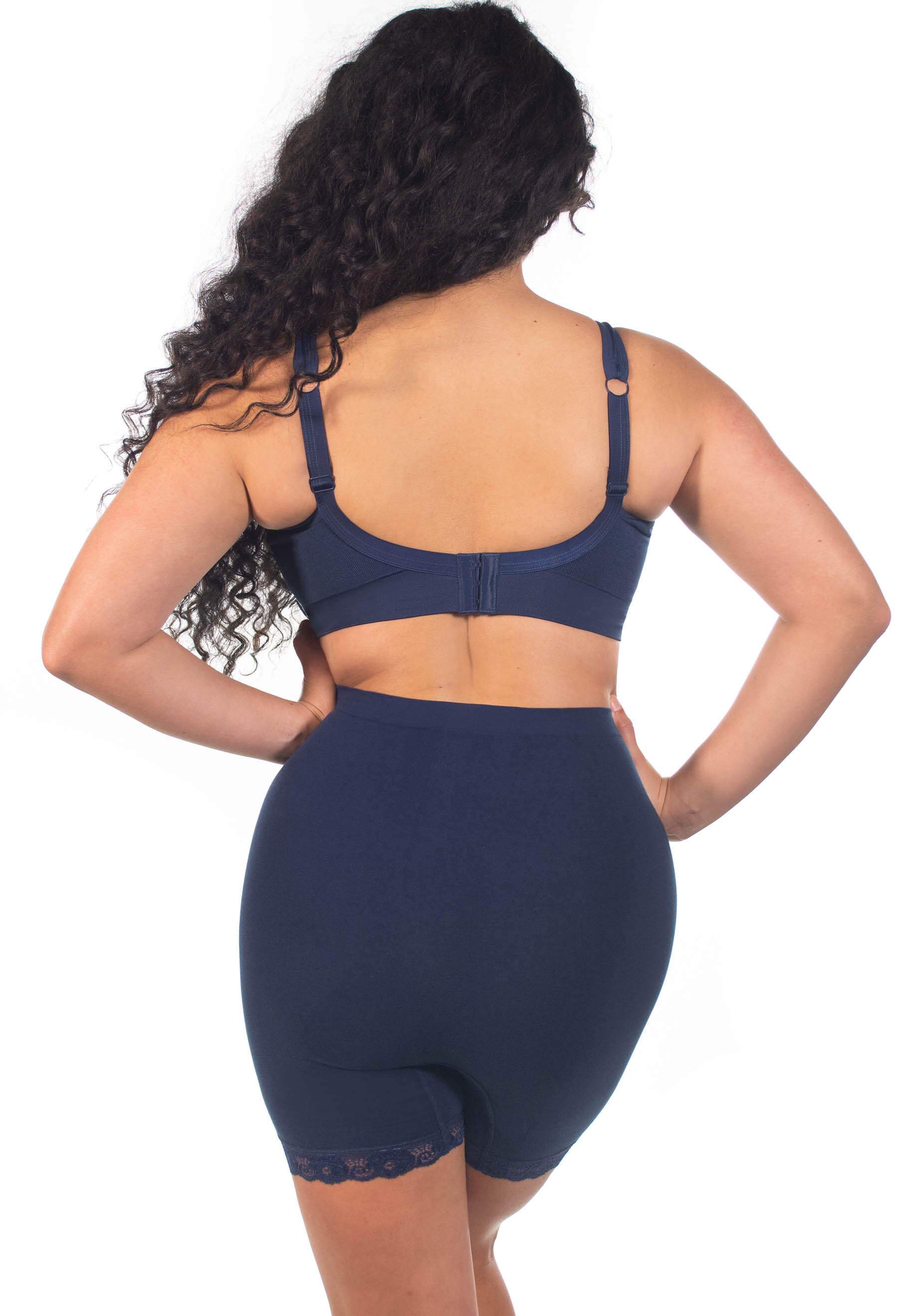 Anti Chafing High Rise Petite Cotton Rich Shorts | Pacific Blue - Image 3