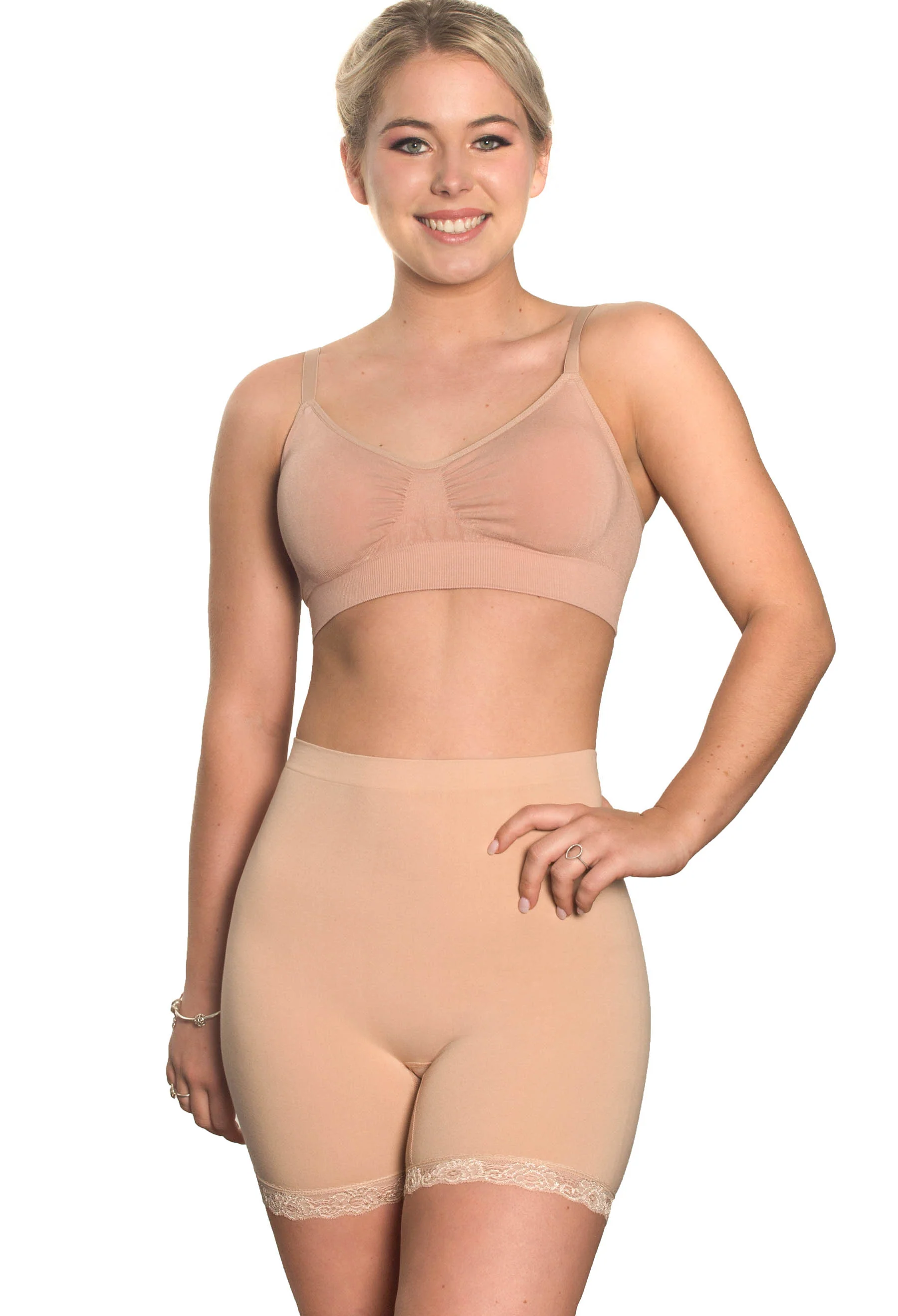 Anti Chafing High Rise Petite Cotton Rich Shorts | Pacific Blue - Image 6
