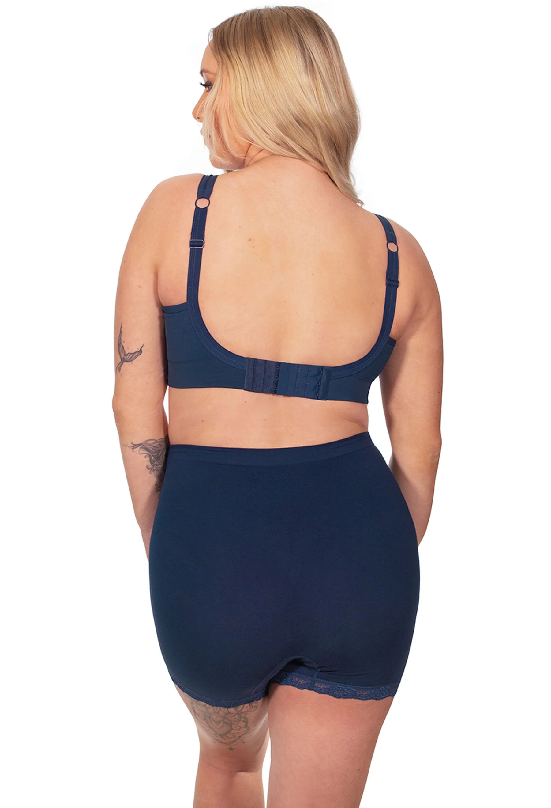 Maternity Anti Chafing High Rise Petite Cotton Rich Shorts | Pacific Blue - Image 4