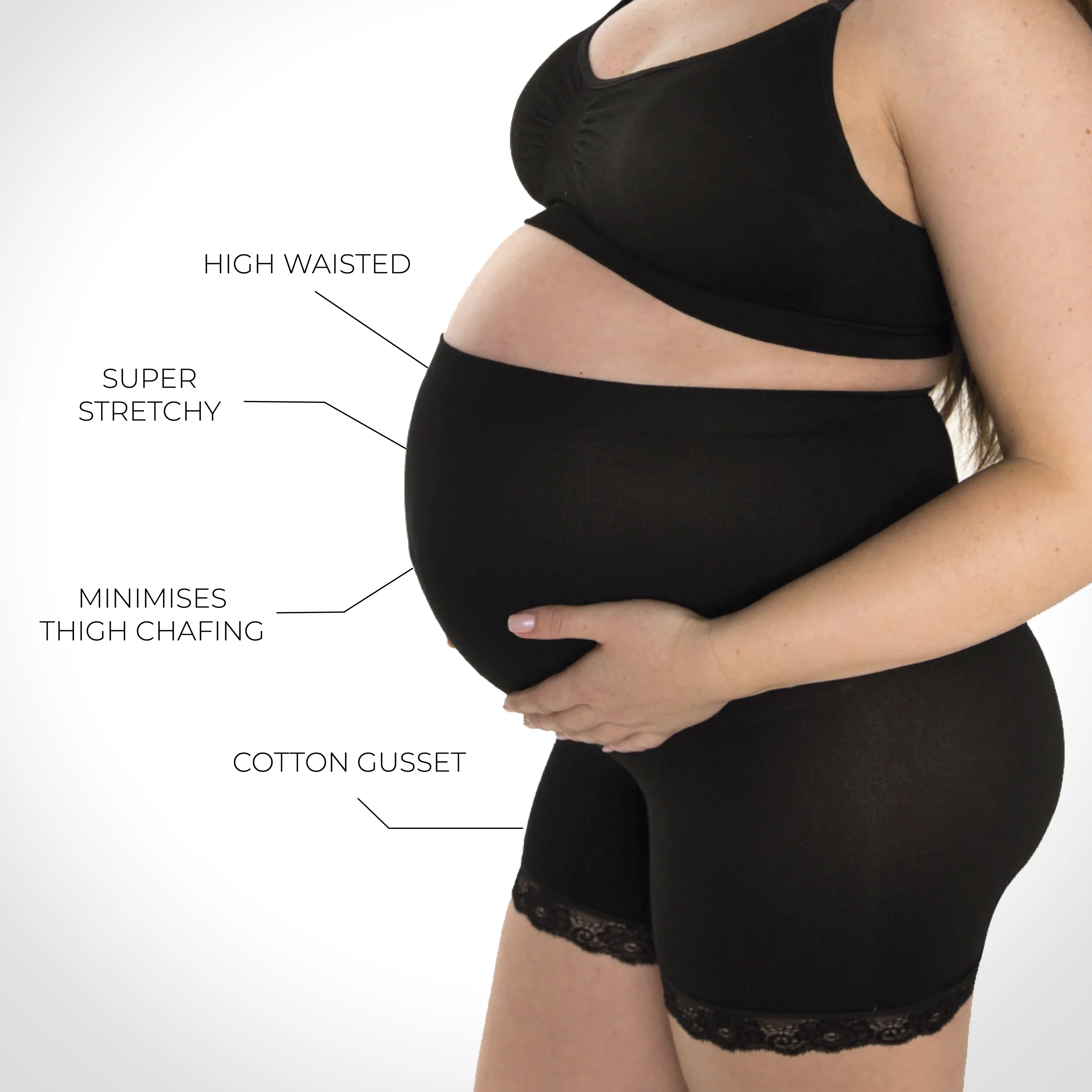 Maternity Anti Chafing High Rise Petite Cotton Rich Shorts | Pacific Blue - Image 5