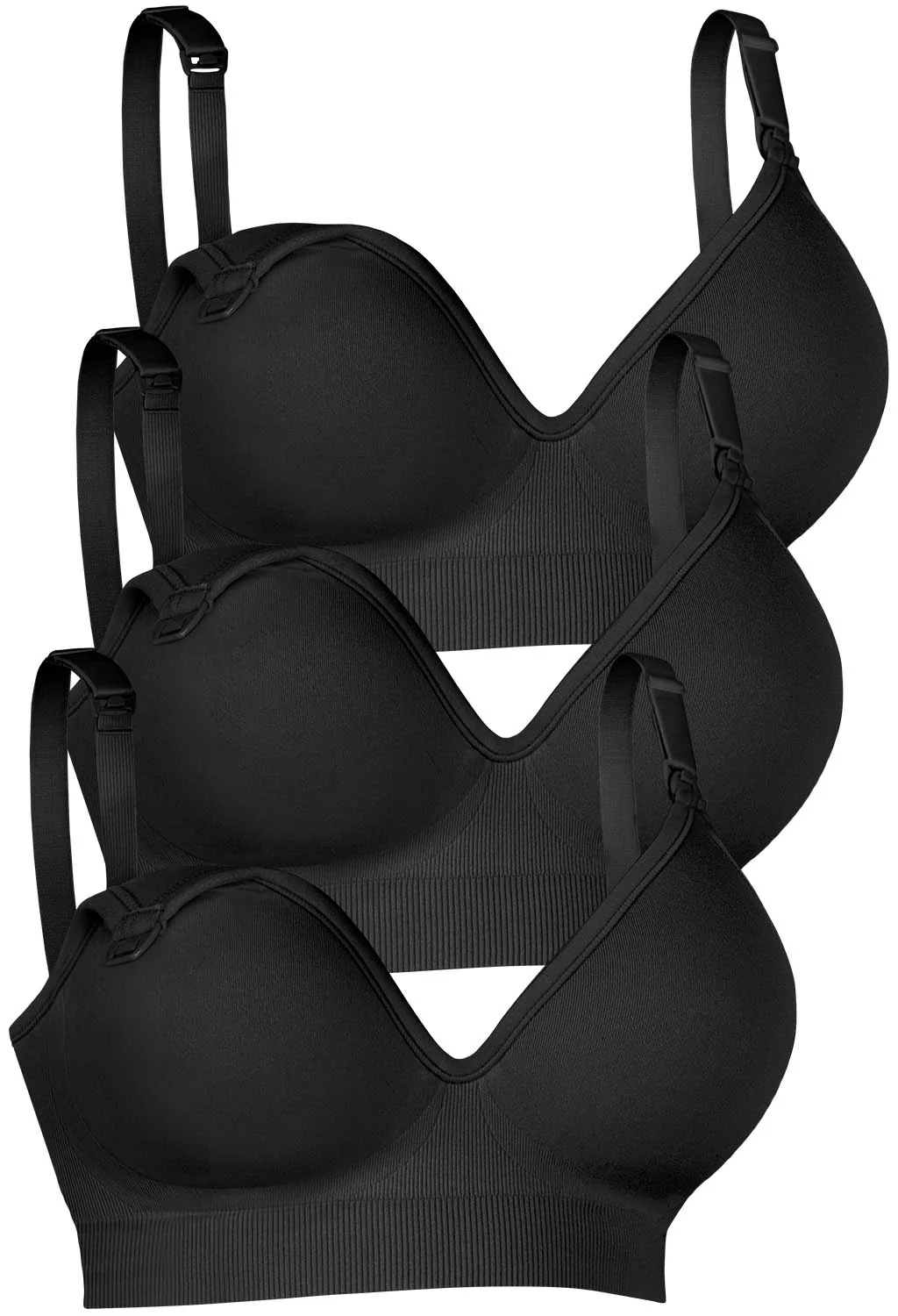 Plunge Nursing Comfort Bra – Wireless with Fixed Moulded Cups - 3 Pack - Image 25