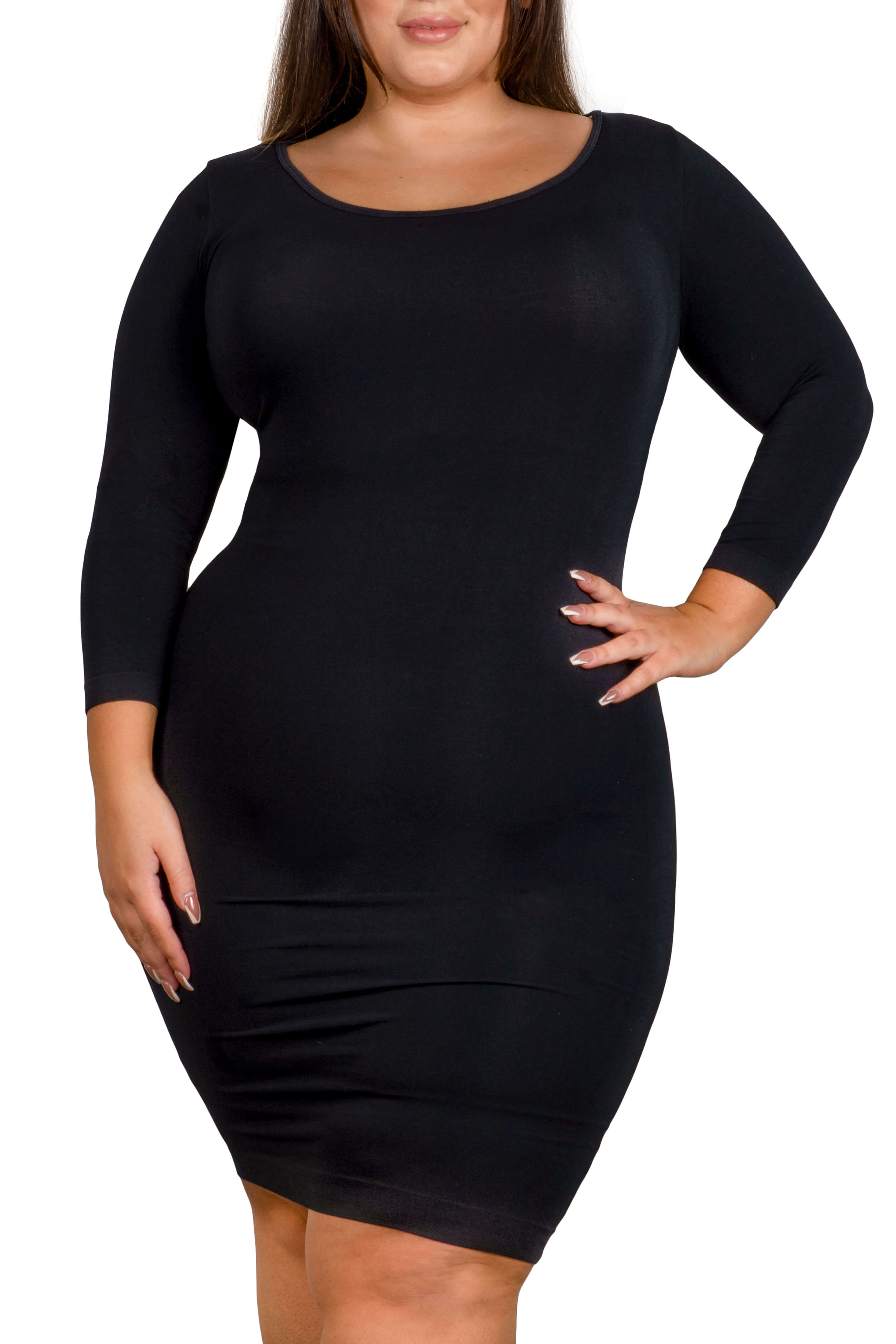 Plus Size Bamboo 3/4 Sleeve Bodycon Dress - 2 Pack - Image 5