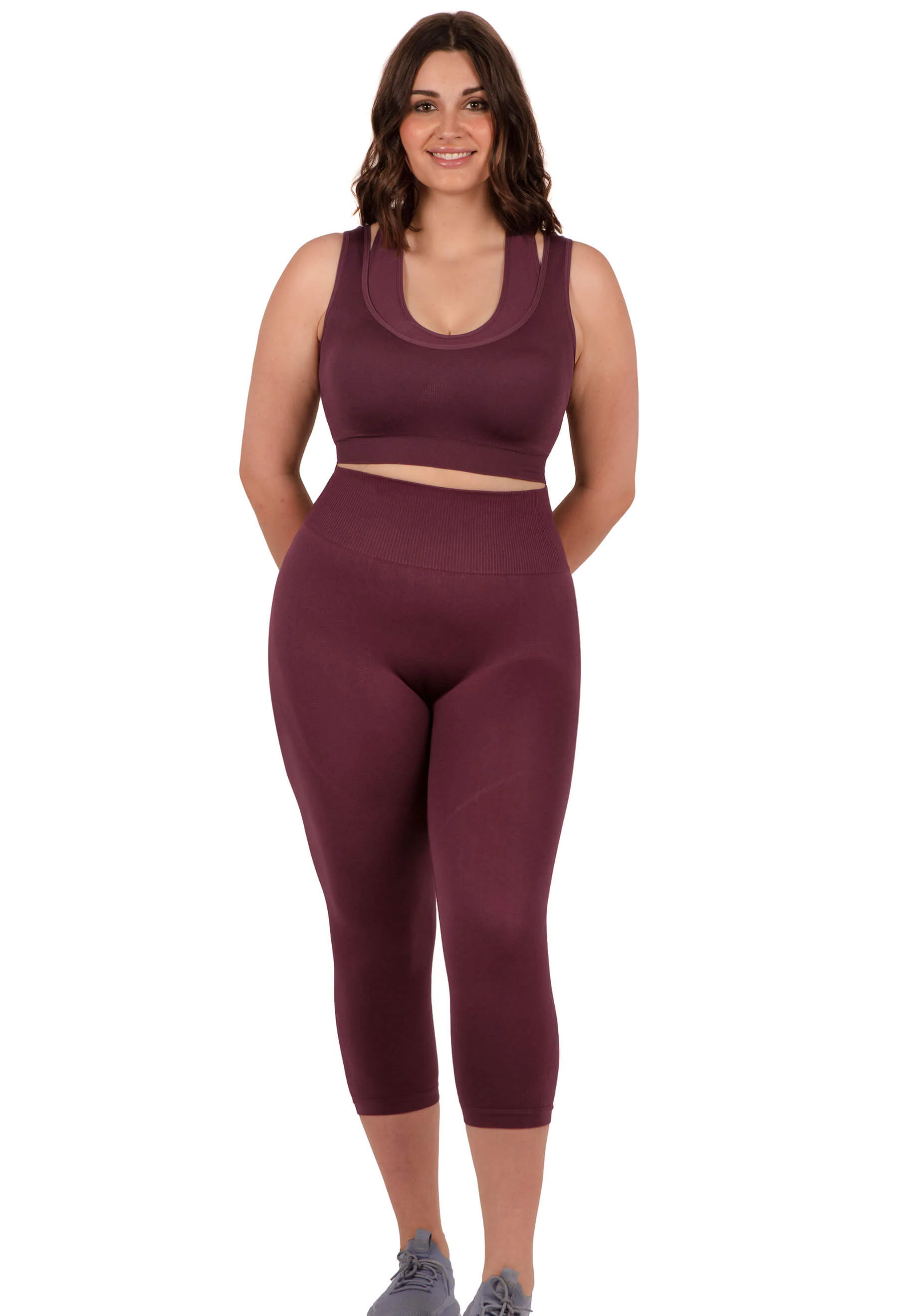 Plus Size Seamless High Waist 3/4 Capri Leggings - Image 7