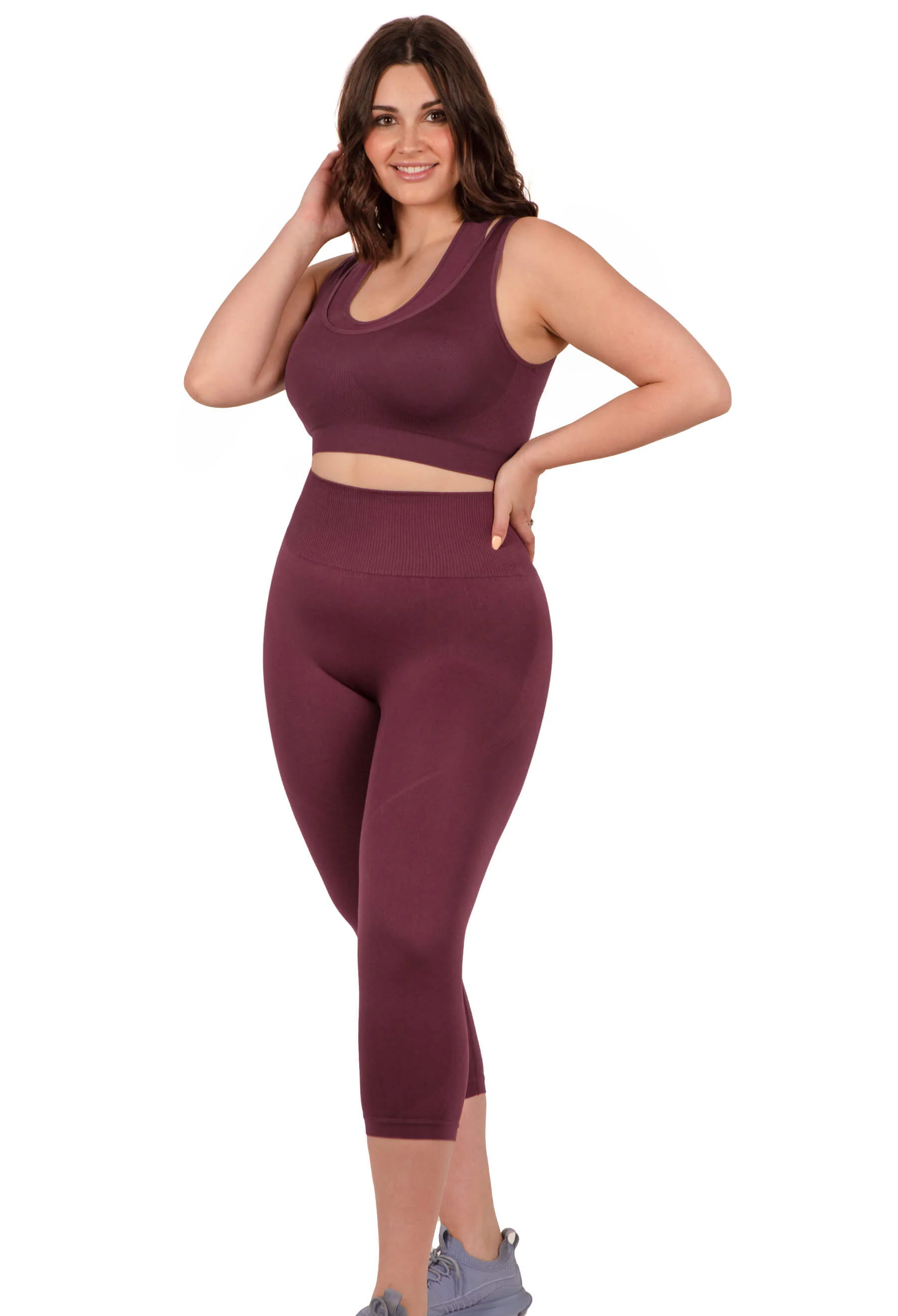 Plus Size Seamless High Waist 3/4 Capri Leggings - Image 8