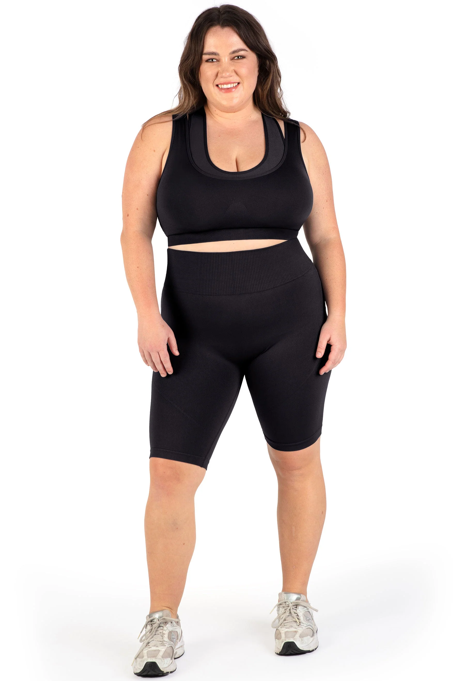 Plus Size Seamless High Waist Long Biker Shorts - Image 2