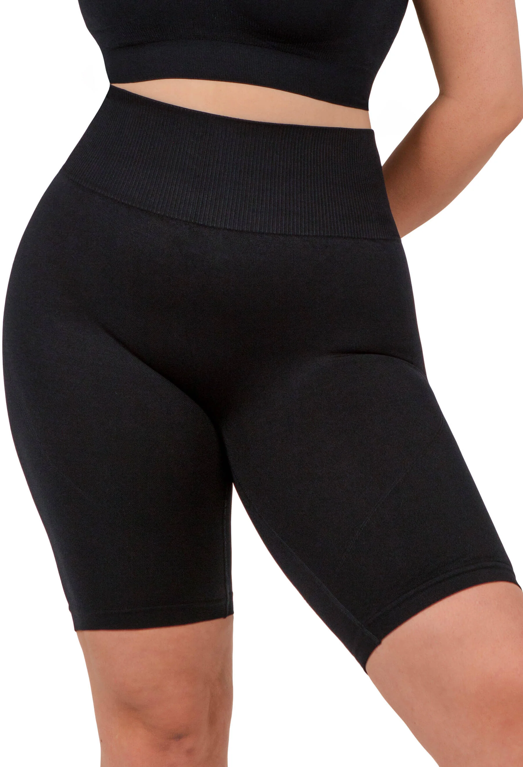 Plus Size Seamless High Waist Long Biker Shorts - Image 3