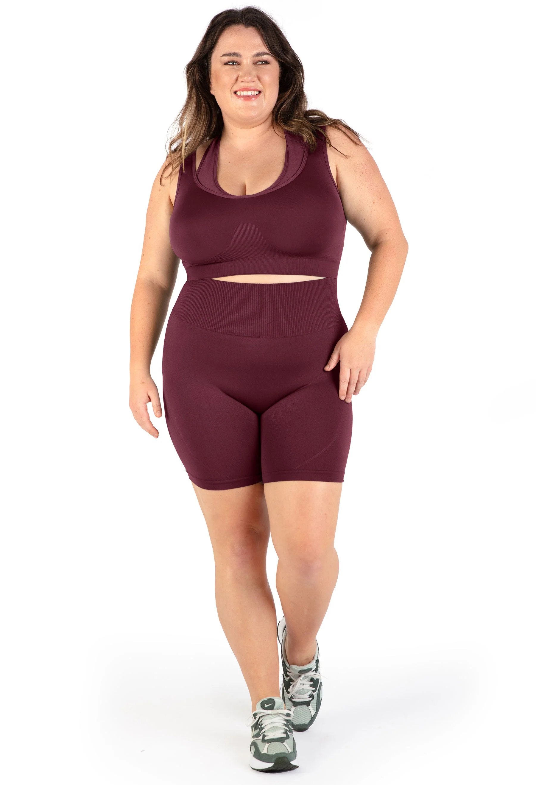 Plus Size Seamless High Waist Midi Biker Shorts - Image 2