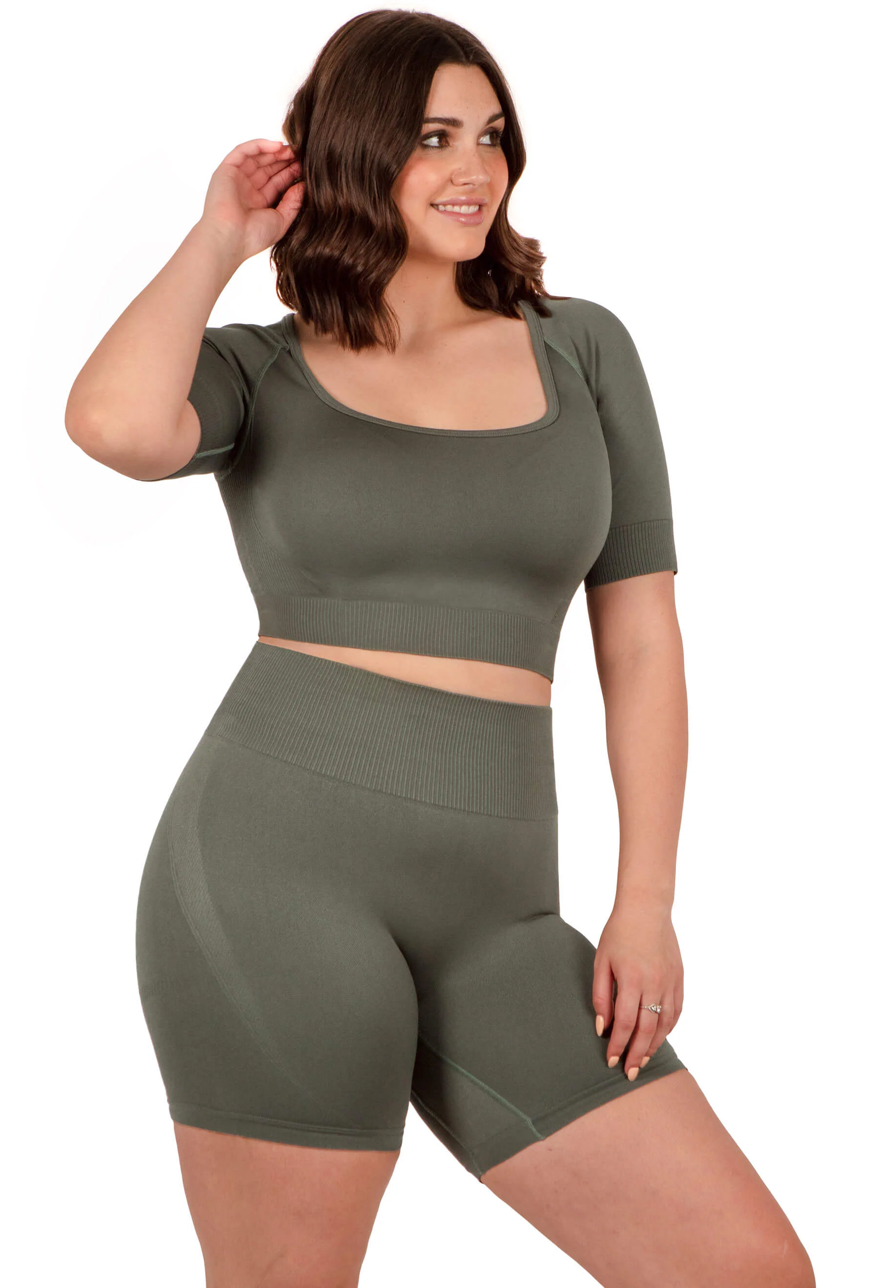 Seamless High Waist Midi Biker Shorts - Image 8