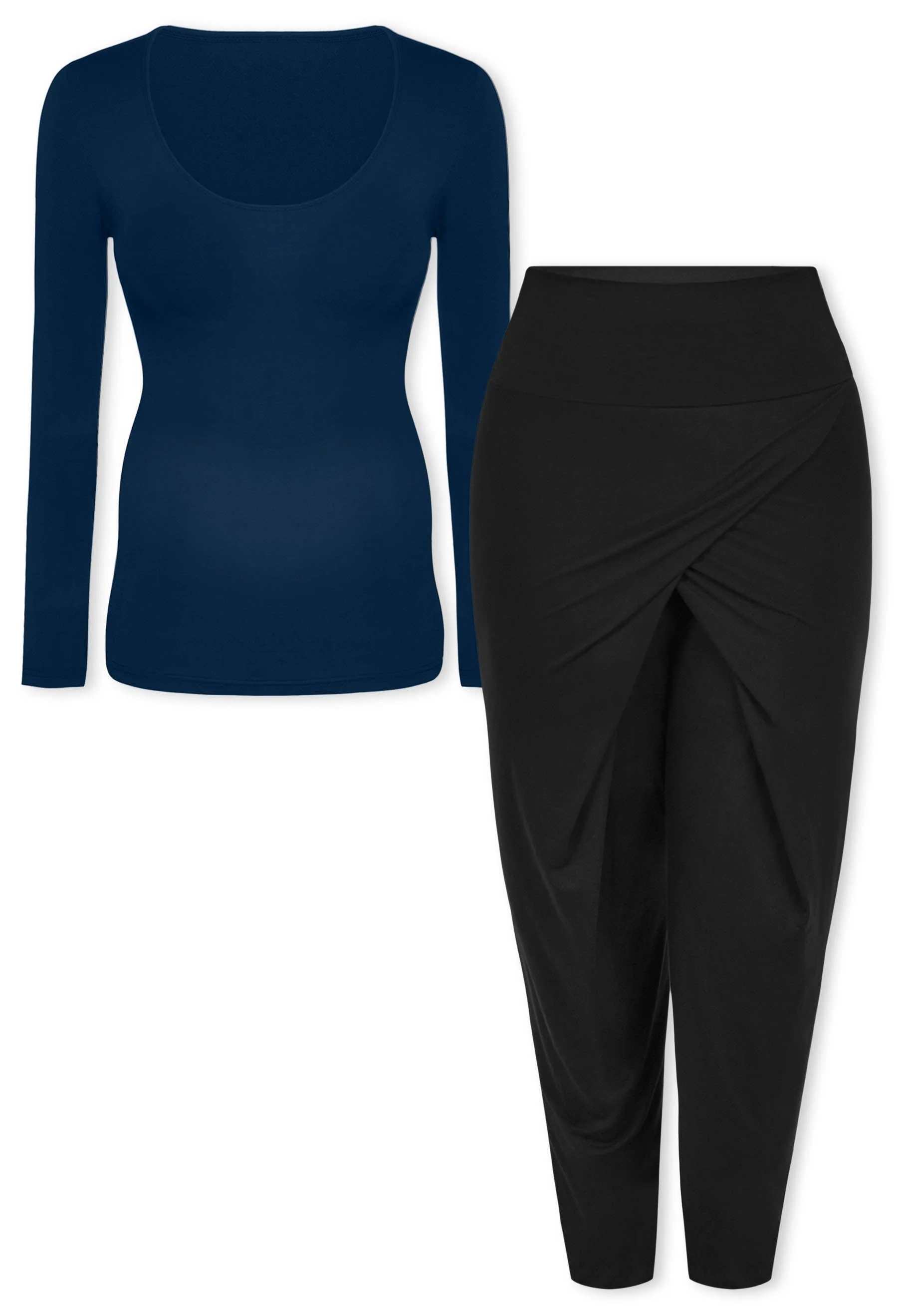 Pregnancy Bamboo Long Sleeve Top & Cross Fold Pants Set - Image 12