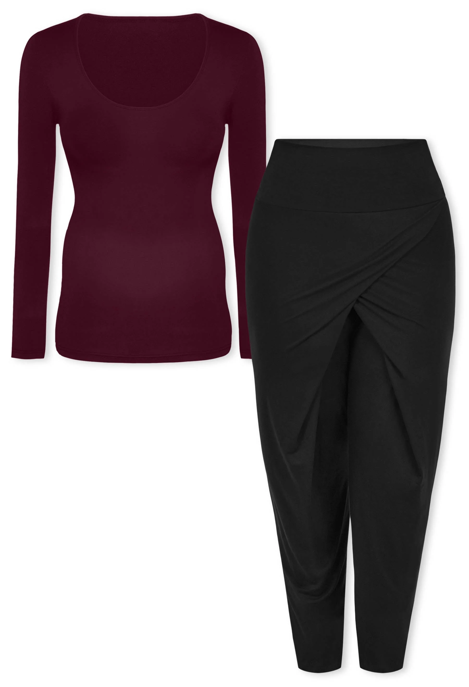 Pregnancy Bamboo Long Sleeve Top & Cross Fold Pants Set - Image 13