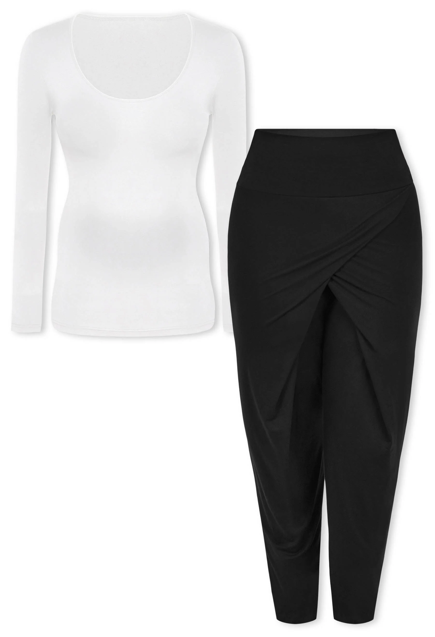 Pregnancy Bamboo Long Sleeve Top & Cross Fold Pants Set - Image 14