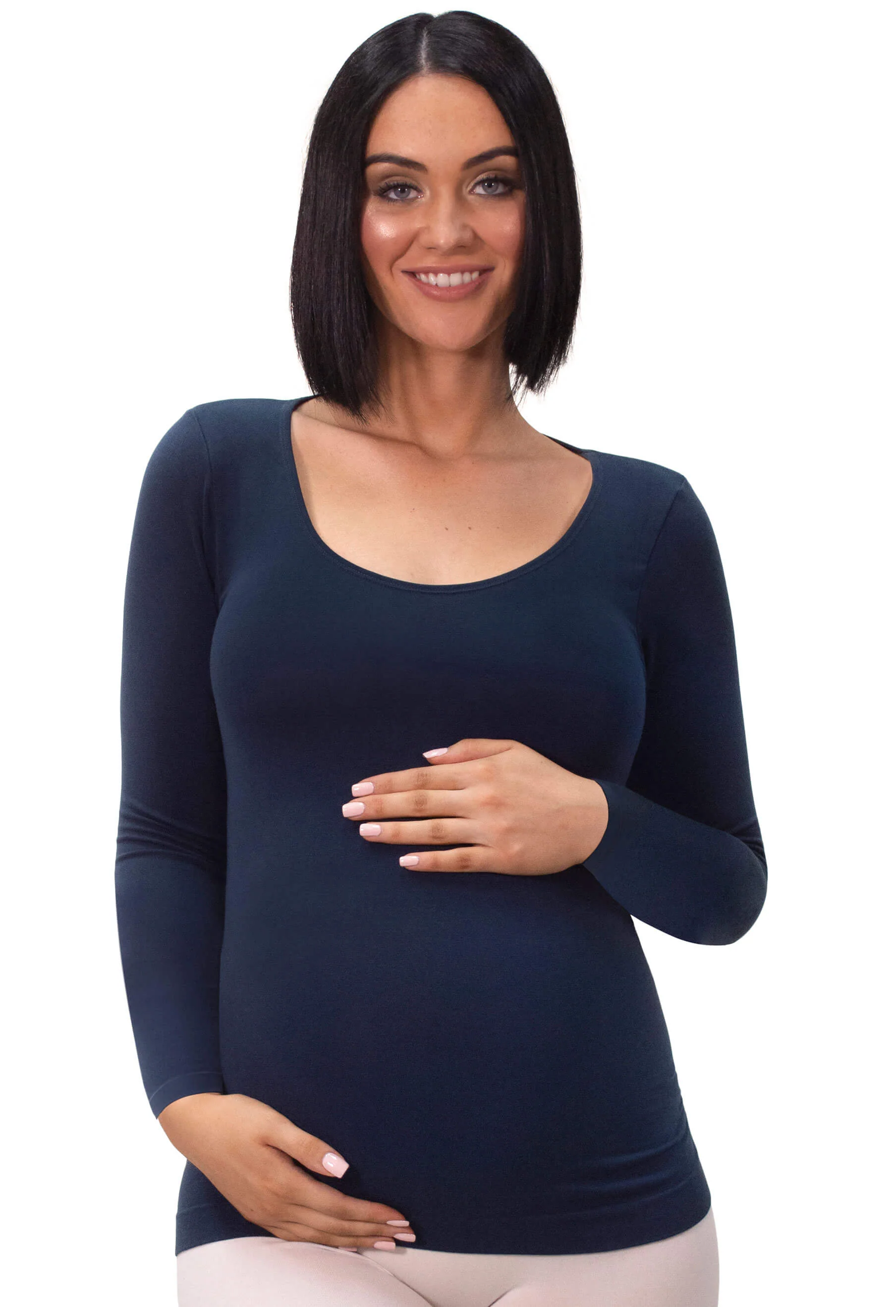 Pregnancy Bamboo Long Sleeve Top & Cross Fold Pants Set - Image 6