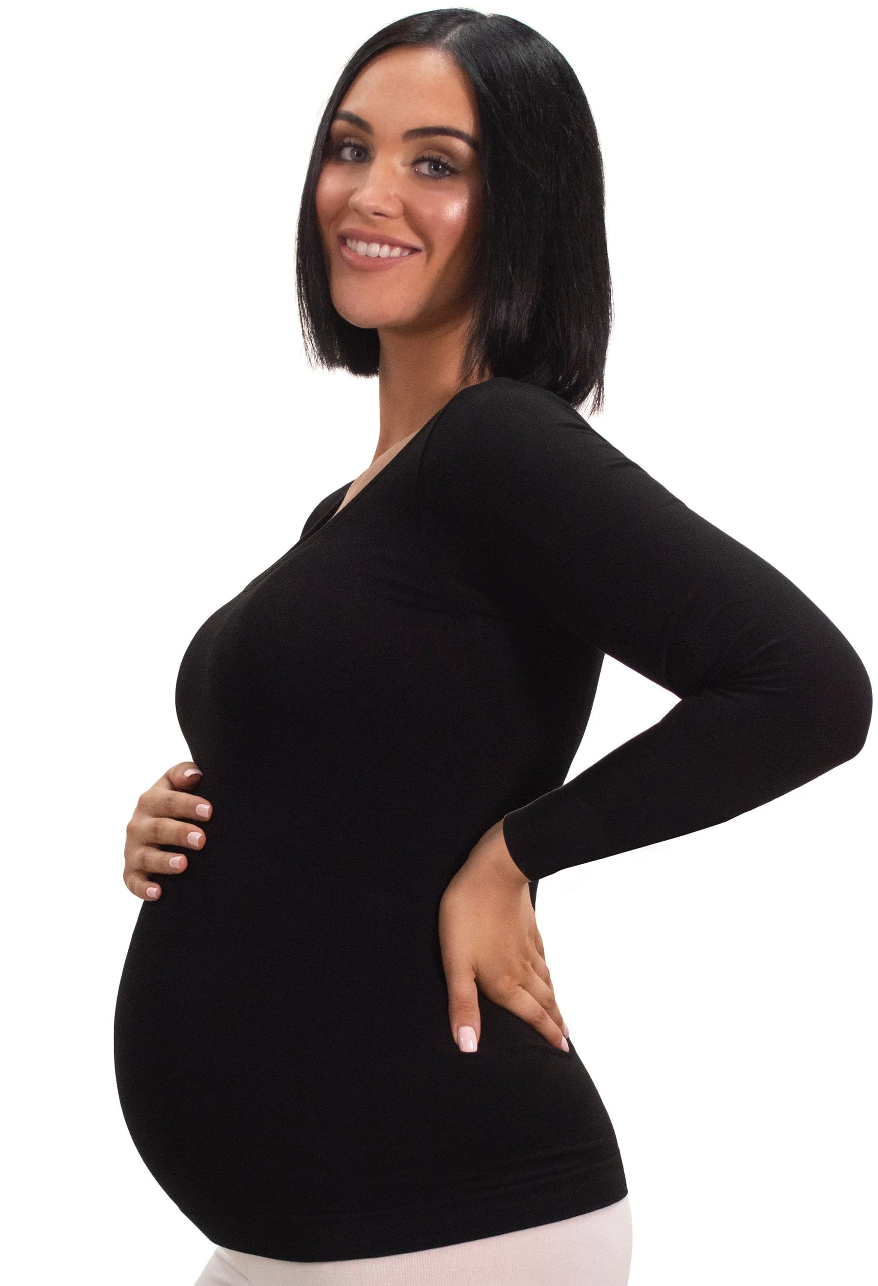 Pregnancy Bamboo Long Sleeve Top & Cross Fold Pants Set - Image 7