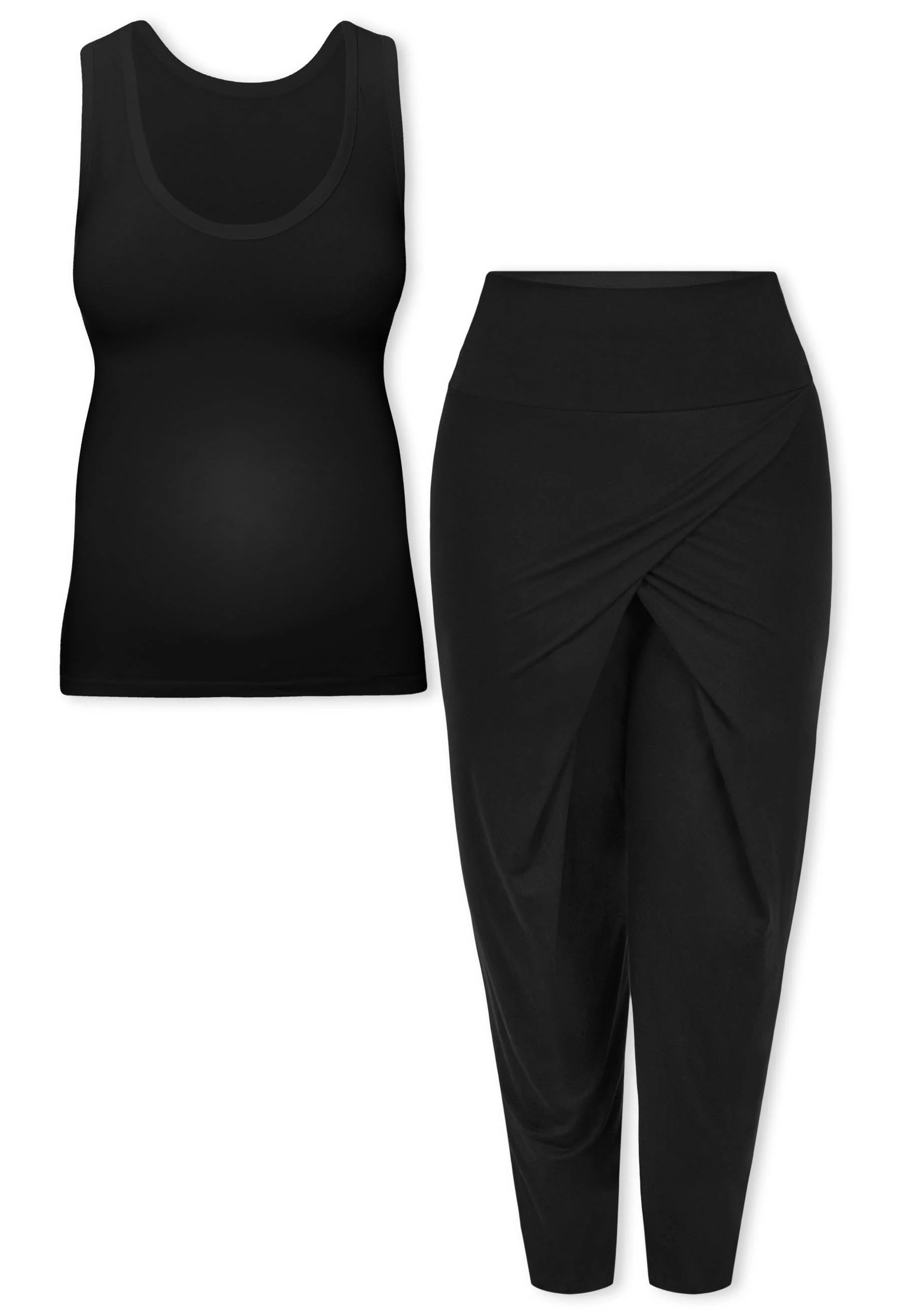 Pregnancy Bamboo Tank Top & Cross Fold Pants Set - Image 13