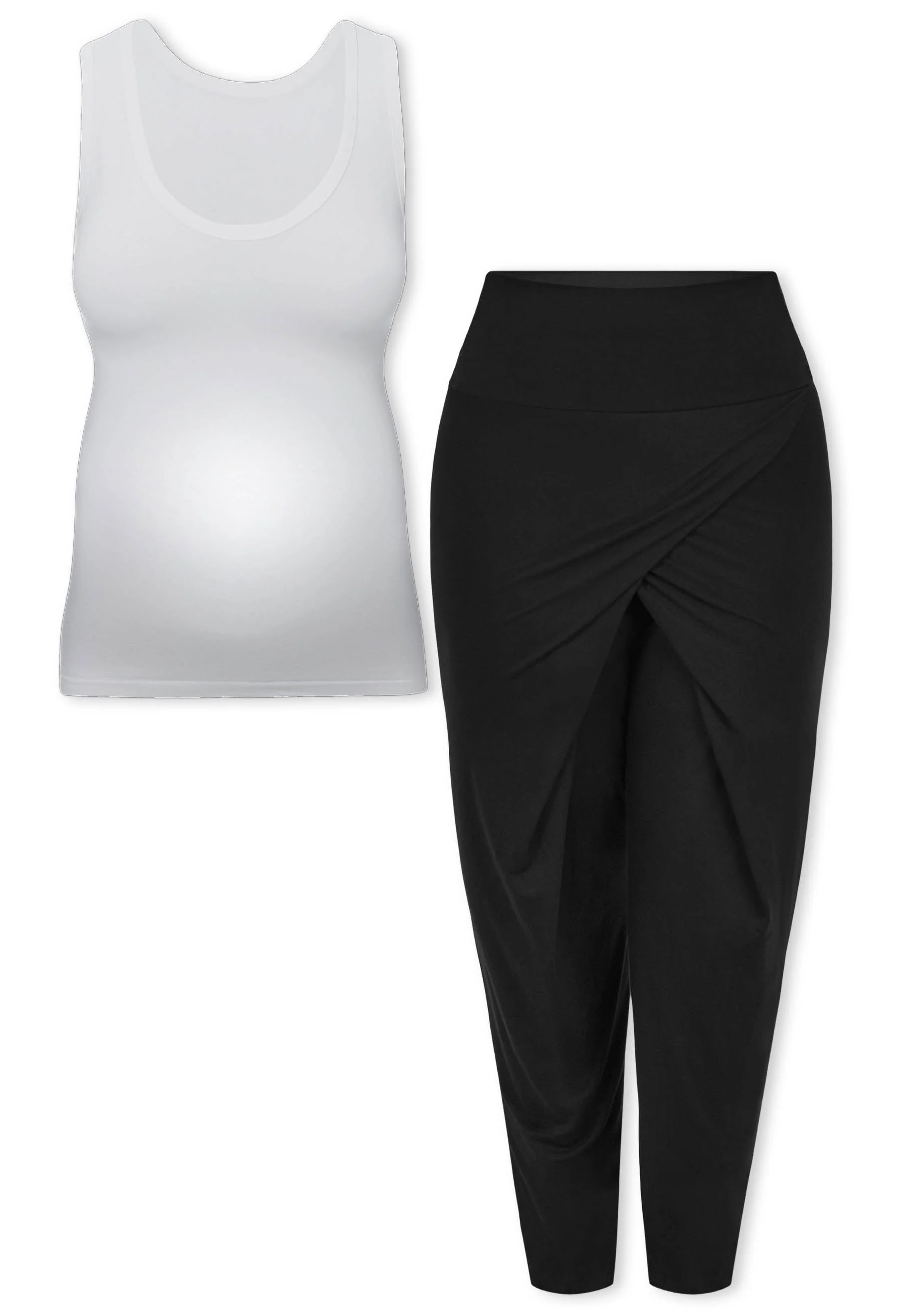 Pregnancy Bamboo Tank Top & Cross Fold Pants Set - Image 14