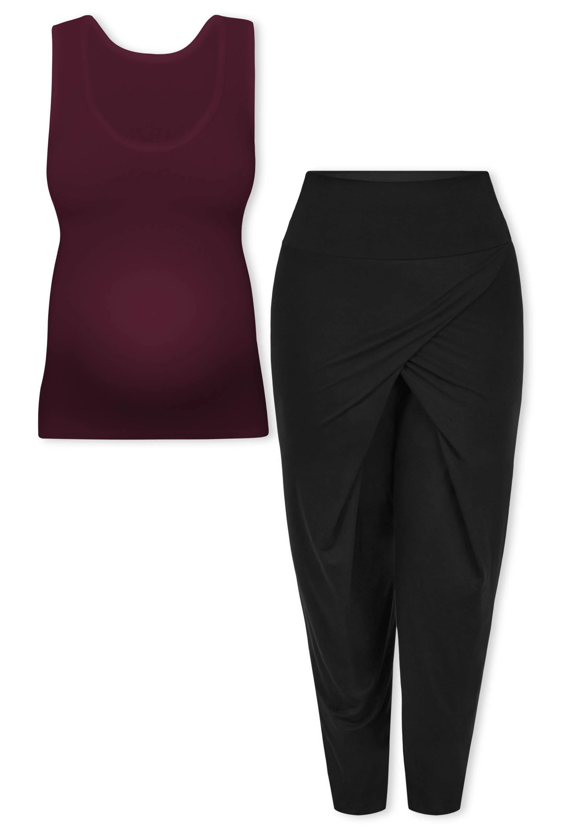 Pregnancy Bamboo Tank Top & Cross Fold Pants Set - Image 16