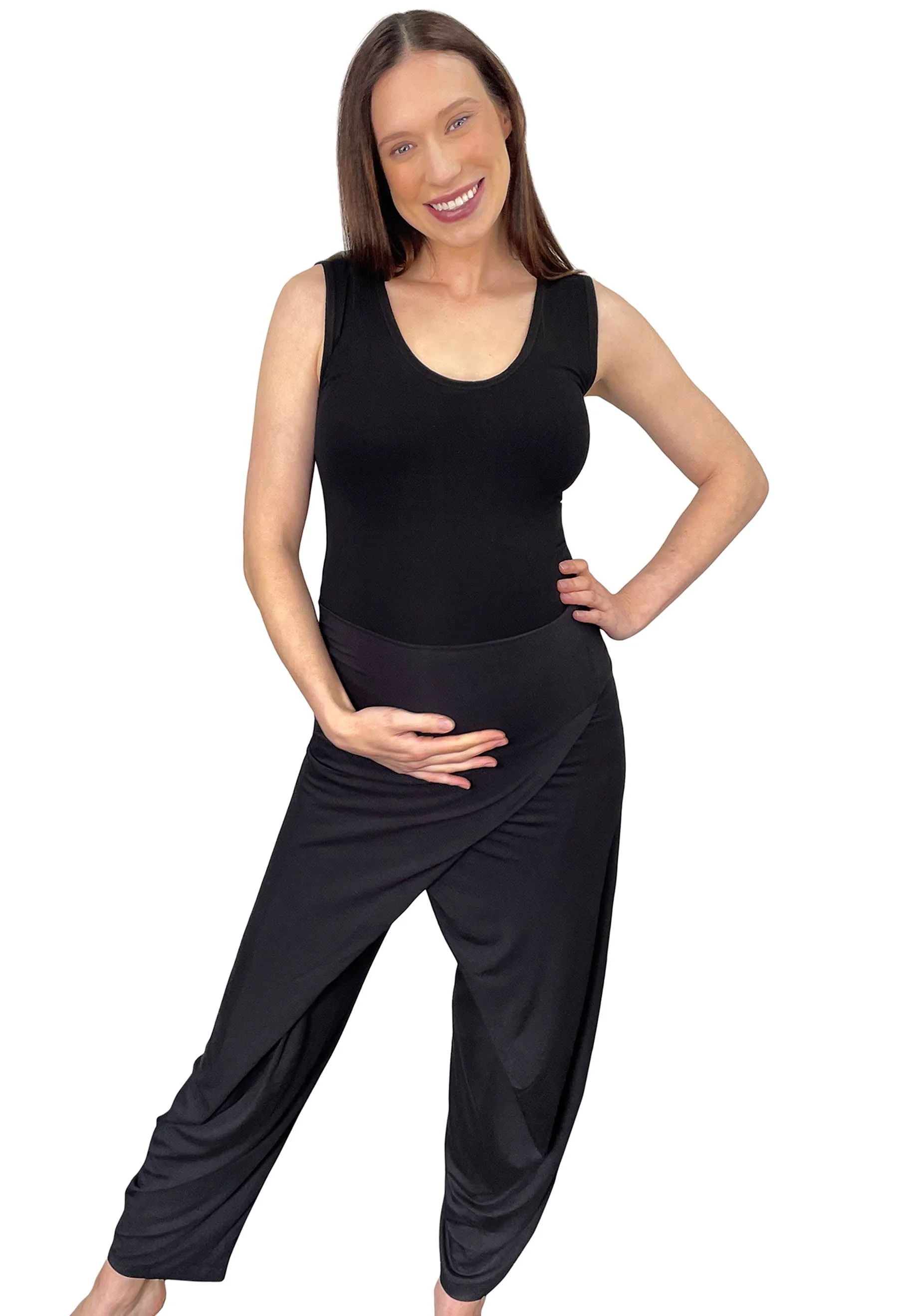 Pregnancy Bamboo Tank Top & Cross Fold Pants Set - Image 2