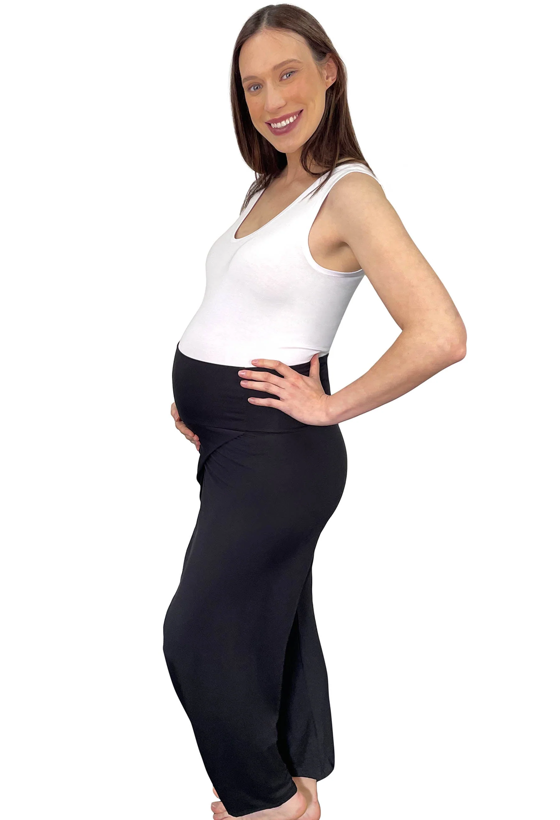 Pregnancy Bamboo Tank Top & Cross Fold Pants Set - Image 3