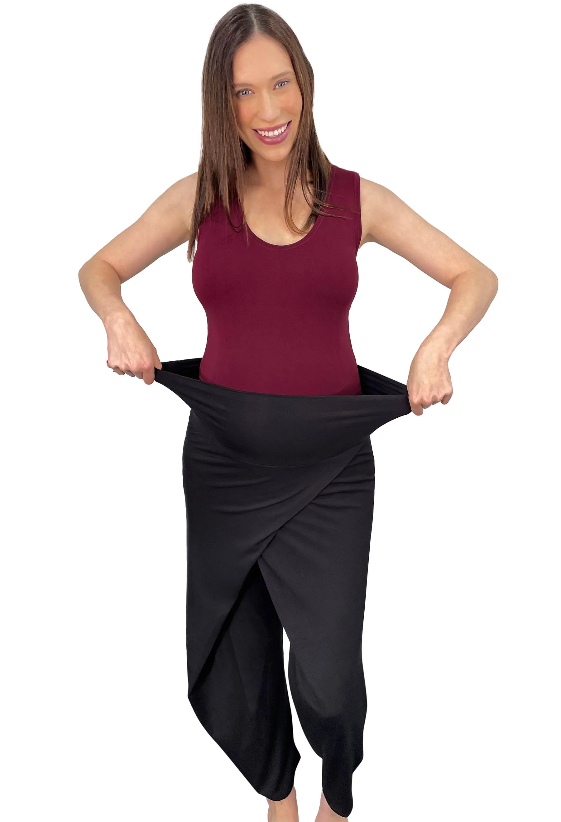 Pregnancy Bamboo Tank Top & Cross Fold Pants Set - Image 4