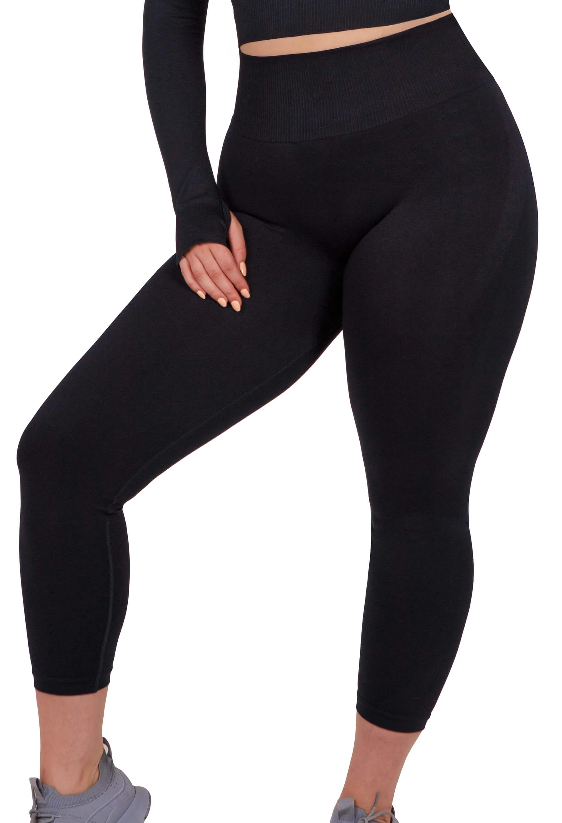 Seamless High Waist 3/4 Capri Leggings - 2 Pack - Image 3