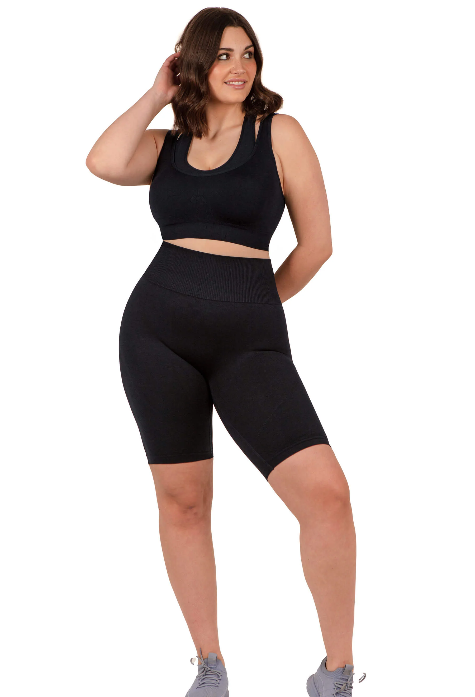 Seamless High Waist Long Biker Shorts - 3 Pack - Image 11