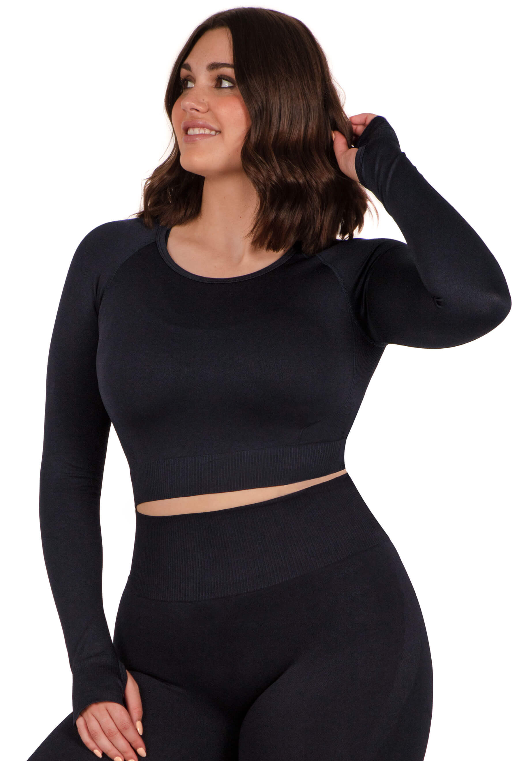 Seamless Long Sleeve Crop Top - 2 Pack - Image 11