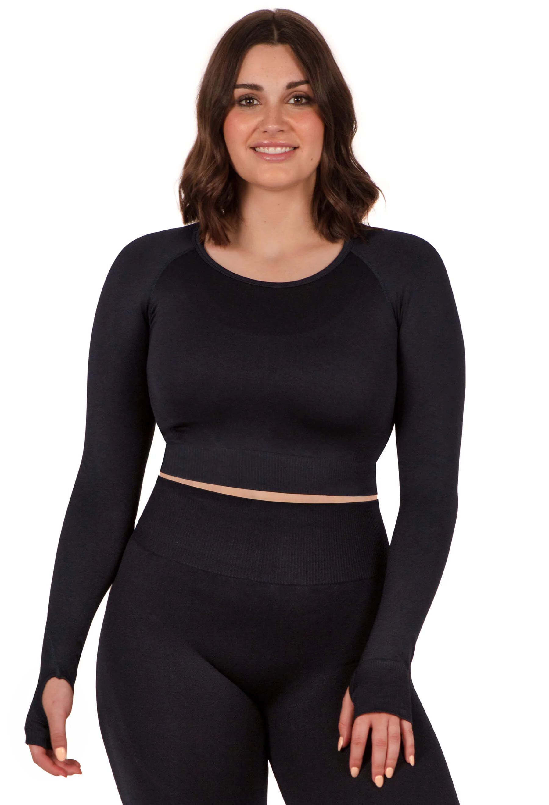 Seamless Long Sleeve Crop Top - 2 Pack - Image 12