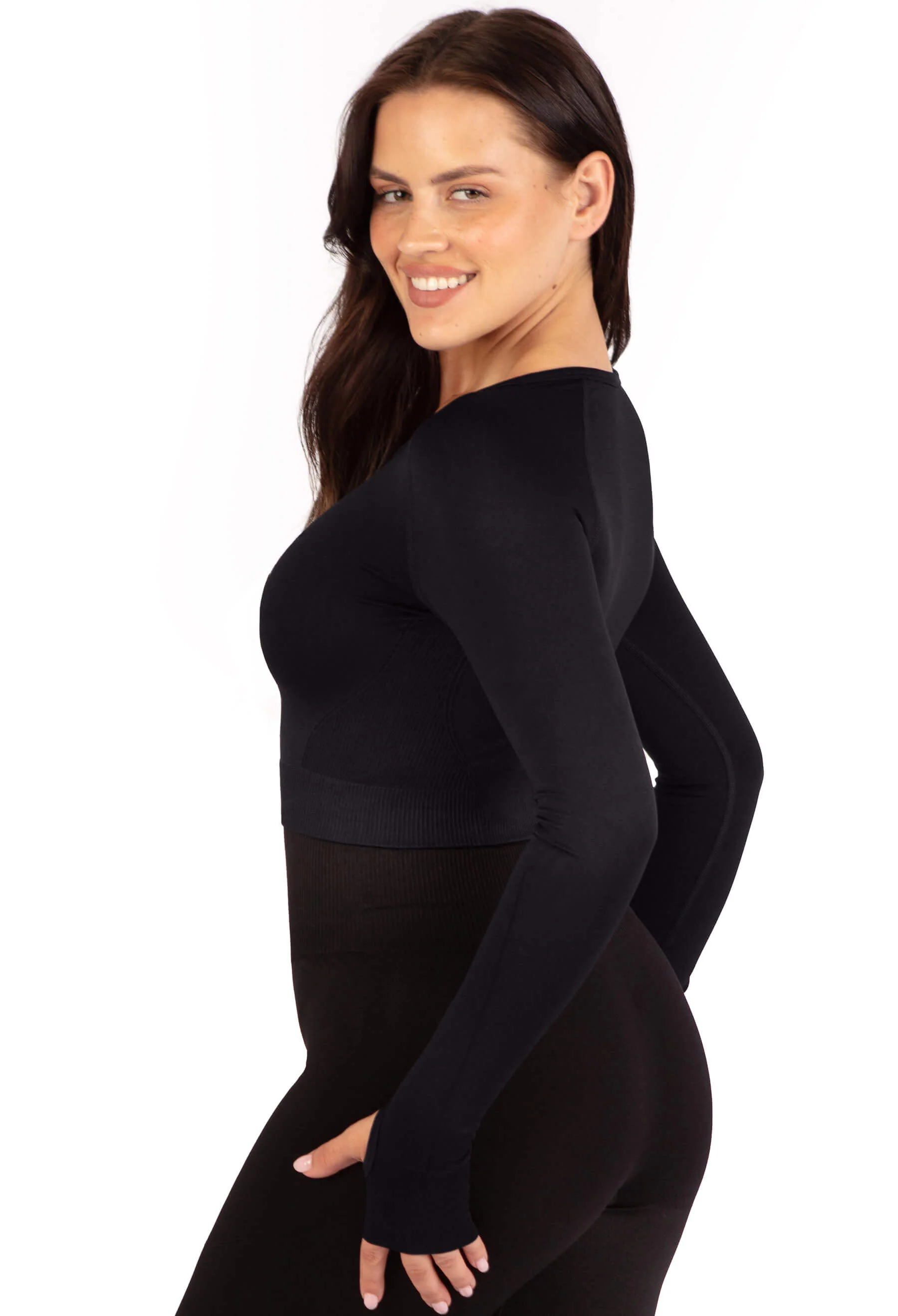 Seamless Long Sleeve Crop Top - 2 Pack - Image 4