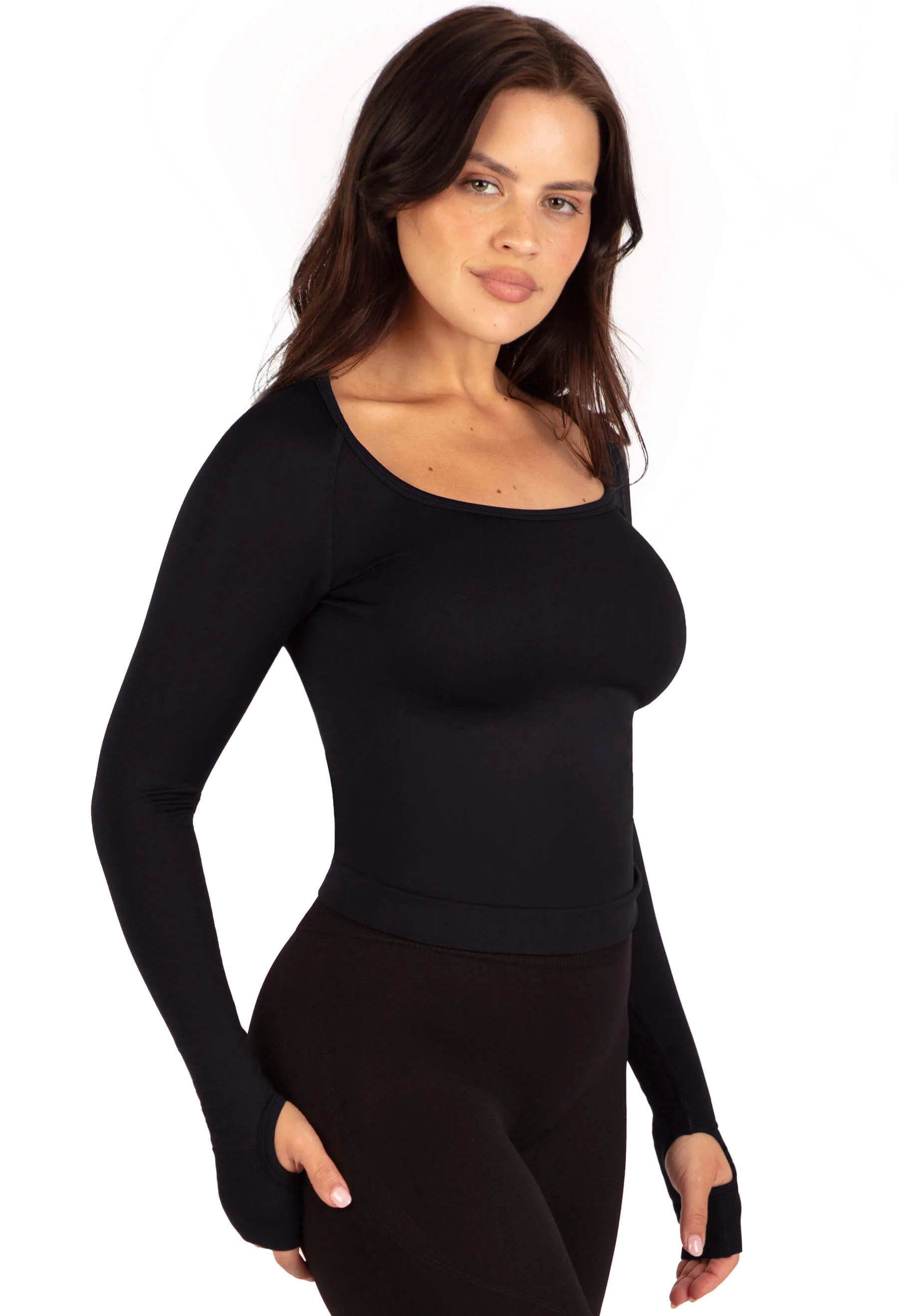 Seamless Square Neck Long Sleeve Top - 2 Pack - Image 3