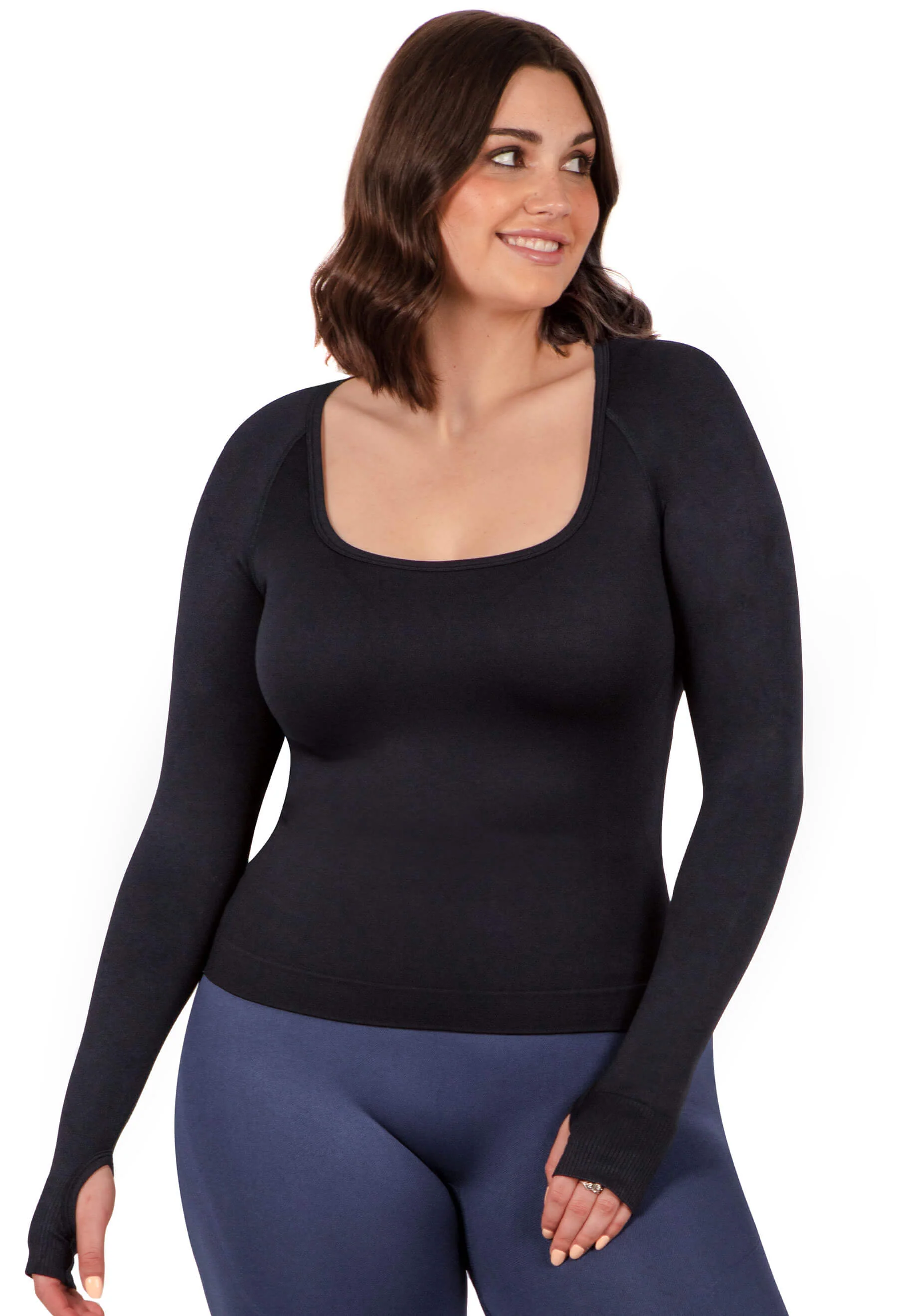 Seamless Square Neck Long Sleeve Top - 2 Pack - Image 8