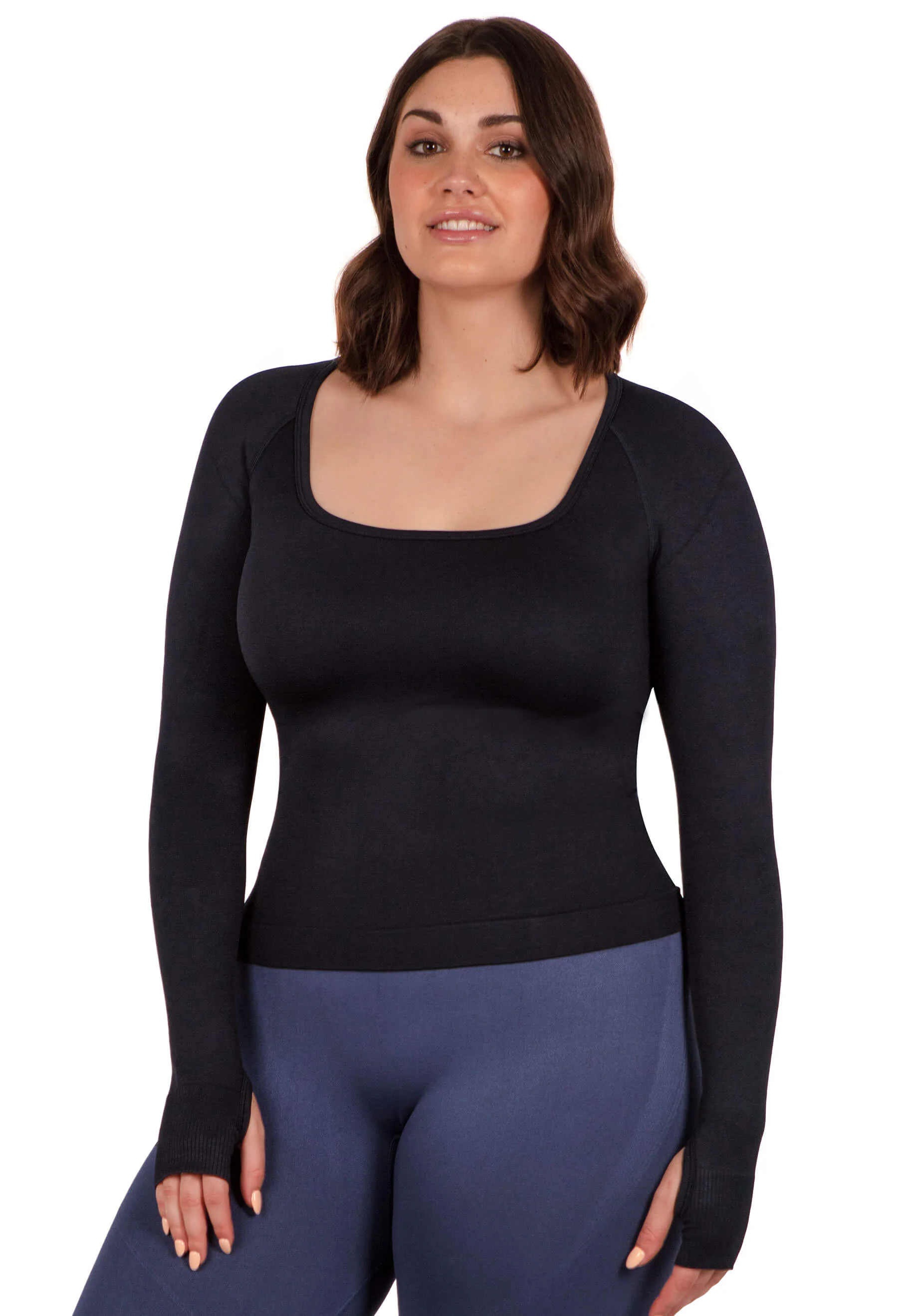 Seamless Square Neck Long Sleeve Top - 2 Pack - Image 9