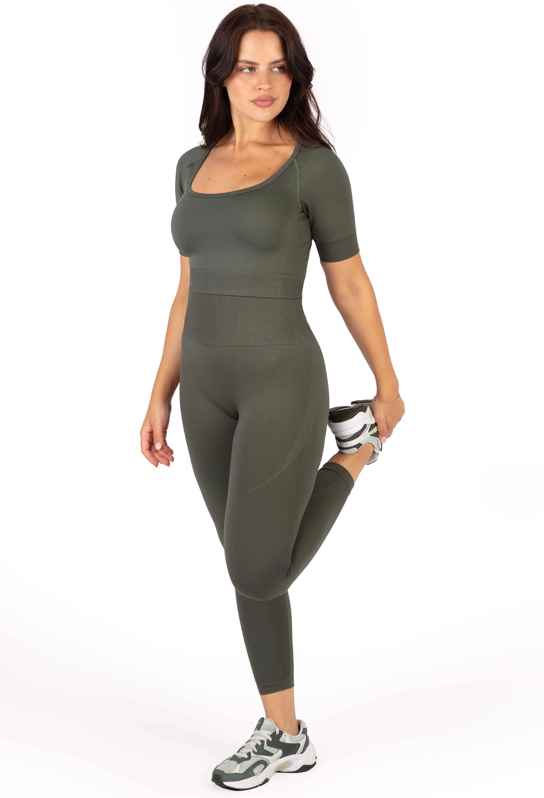 Seamless Square Neck Short Sleeve Crop Top - Image 5