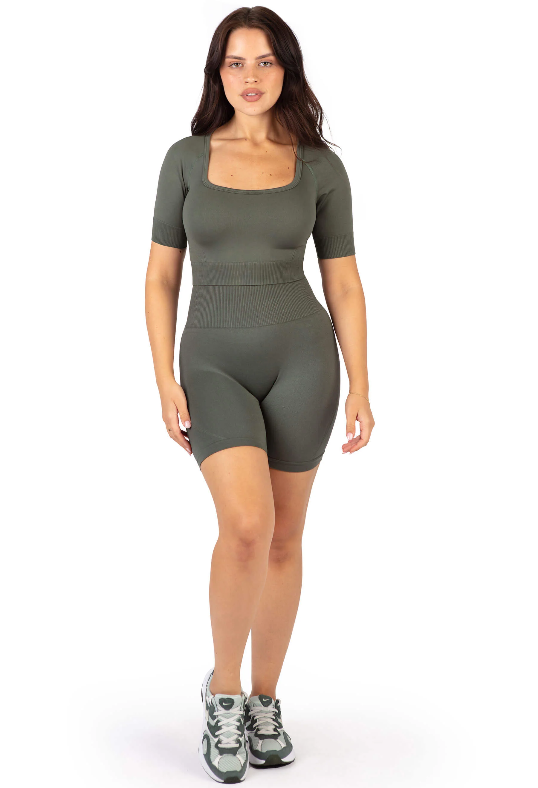 Seamless Square Neck Short Sleeve Crop Top - Image 6