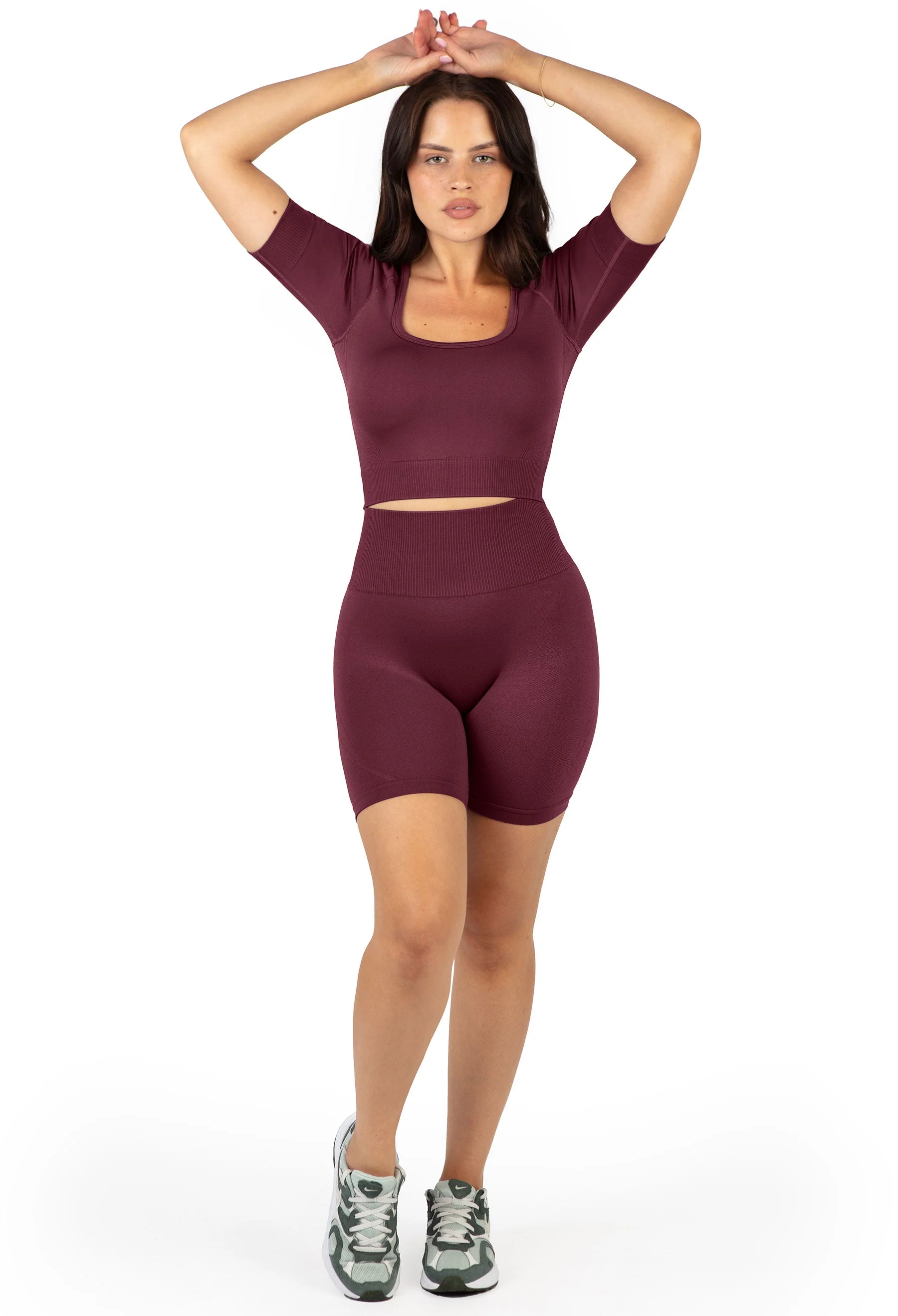 Seamless Square Neck Short Sleeve Crop Top - Image 2