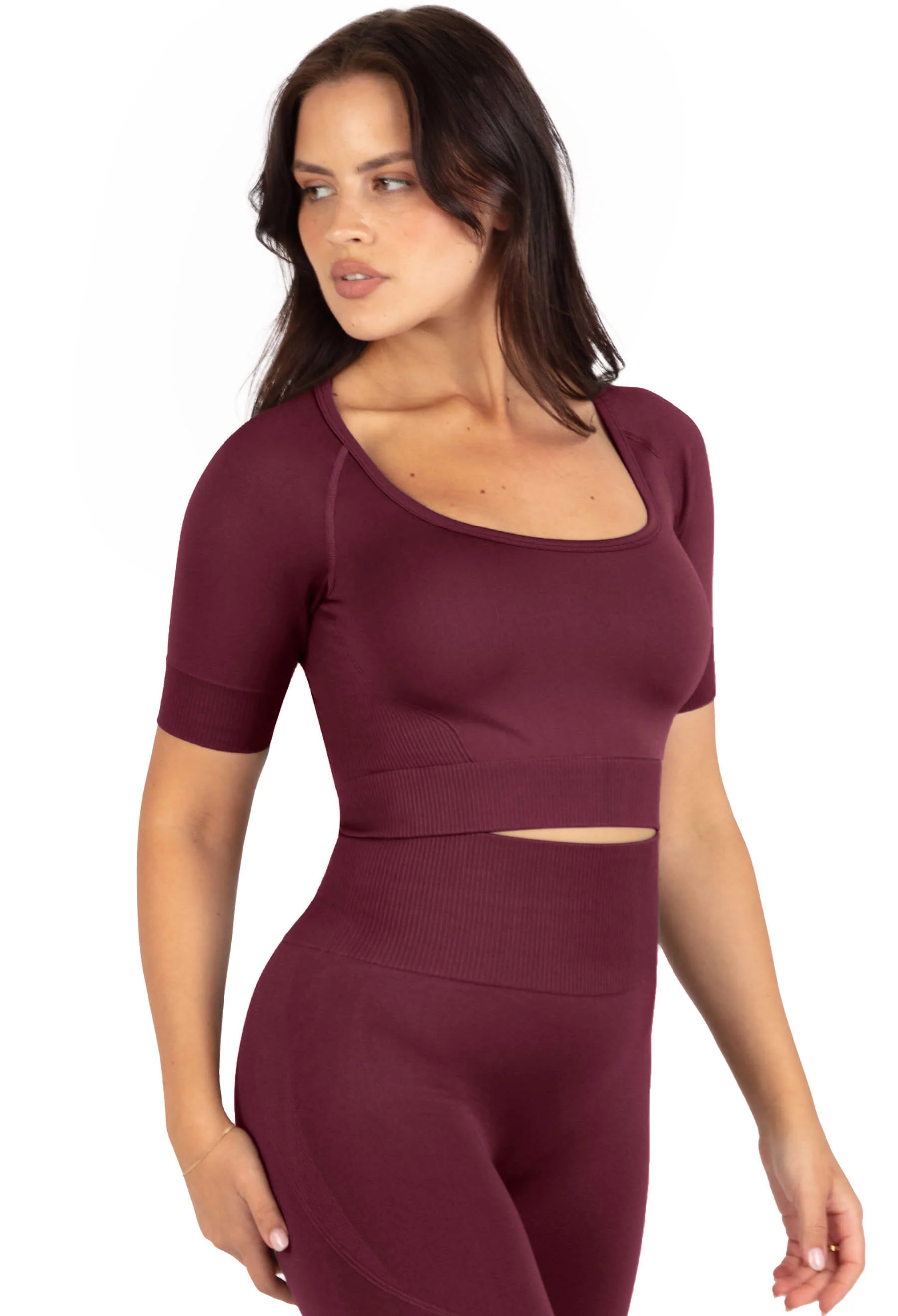 Seamless Square Neck Short Sleeve Crop Top - Image 4
