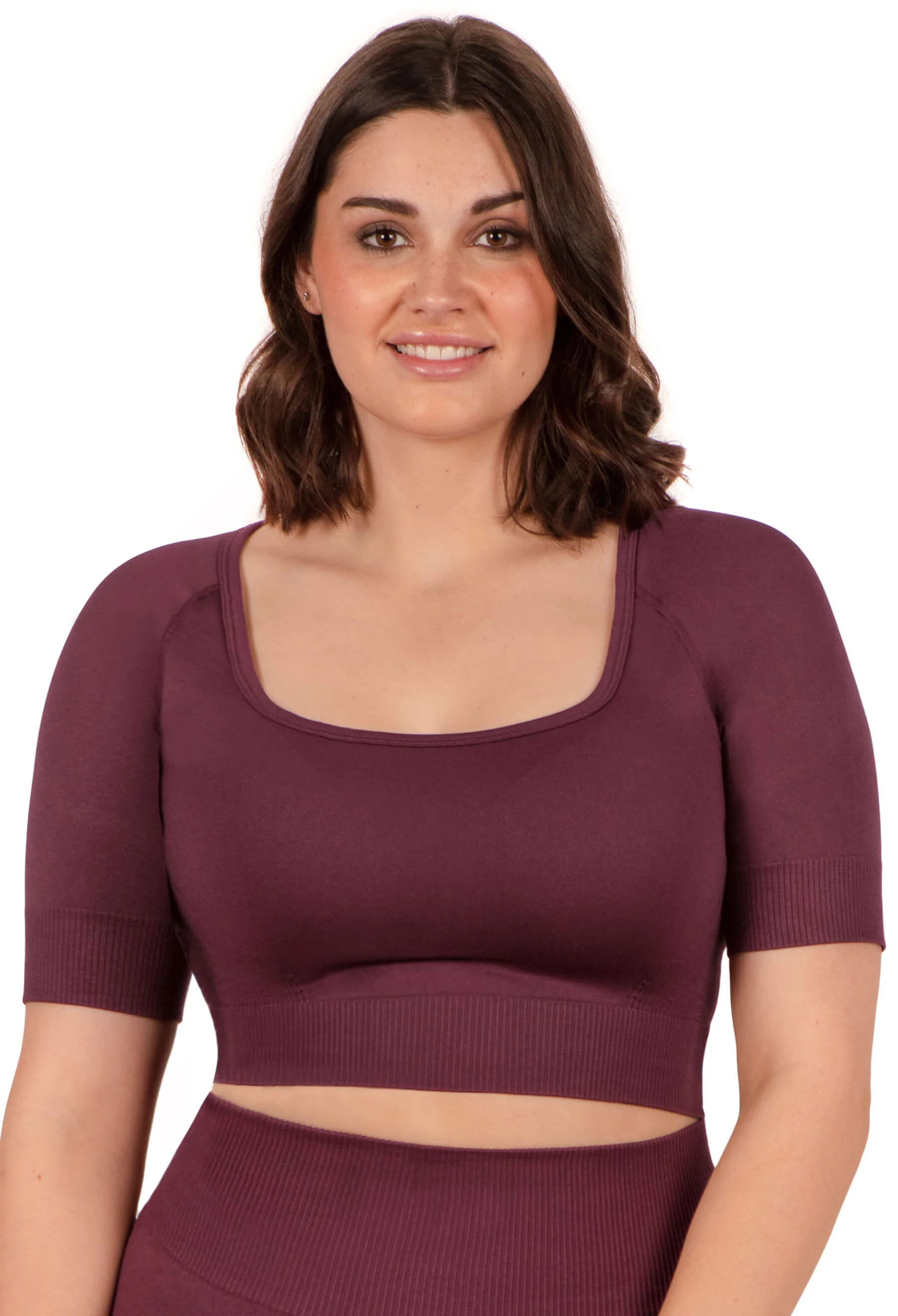Seamless Square Neck Short Sleeve Crop Top - Image 5